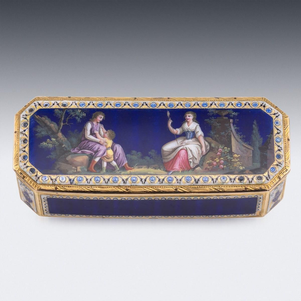 Antique 19th Century German 18k Gold & Enamel Snuff Box, Hanau C.1820 photo for sale