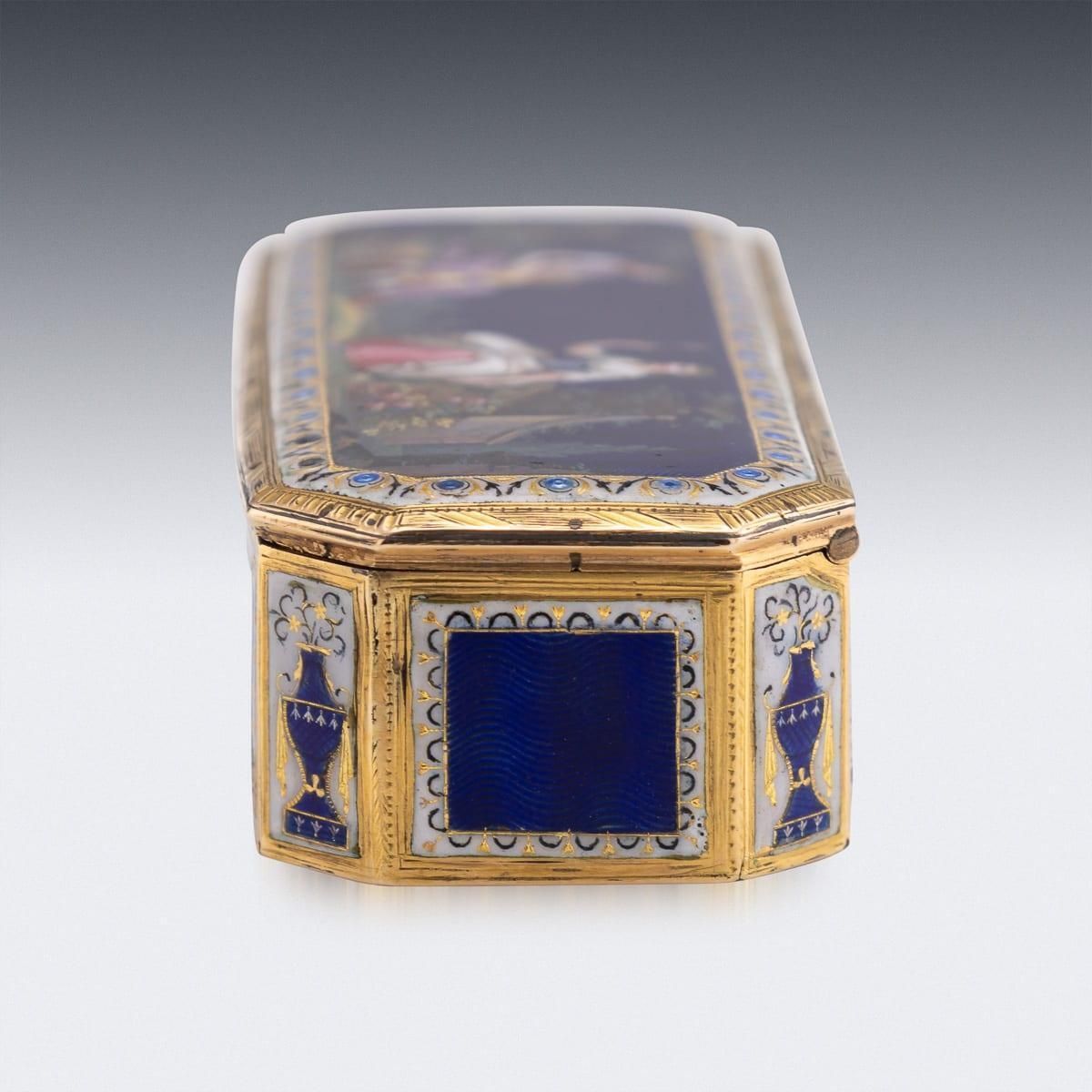 Antique 19th Century German 18k Gold & Enamel Snuff Box, Hanau C.1820 photo vintage