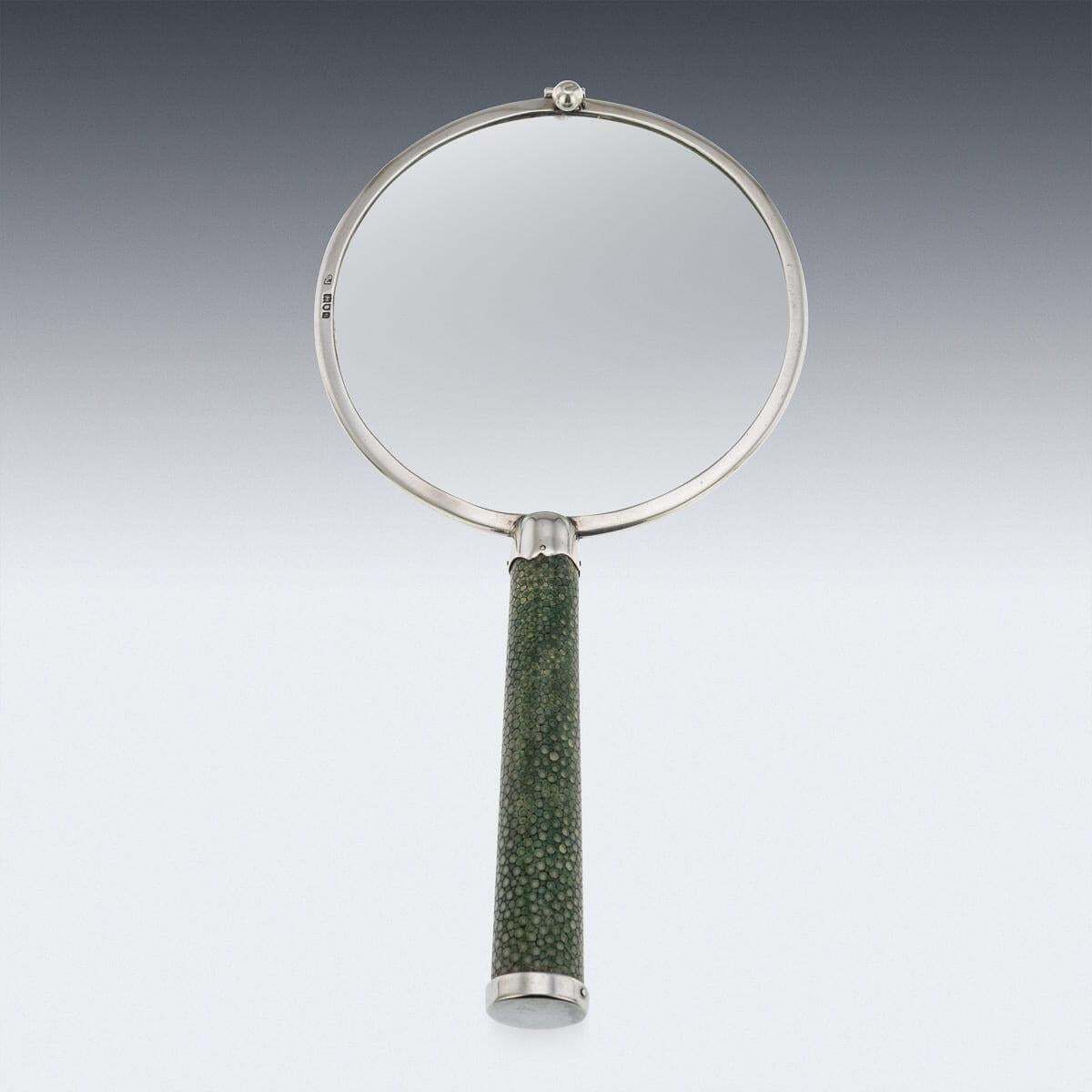 Antique 20th Century English Solid Silver & Shagreen Magnifying Glass C.1911 photo 1222.0