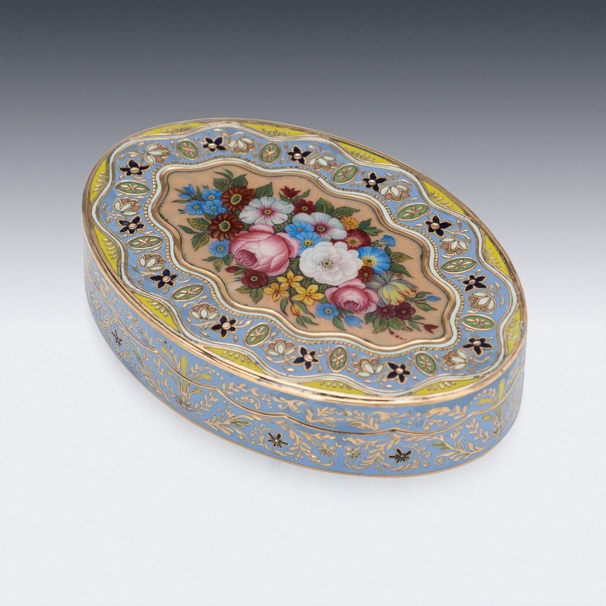 Antique 19th Century Swiss 18k Solid Gold & Enamel Snuff Box, Geneva C.1830 photo for sale