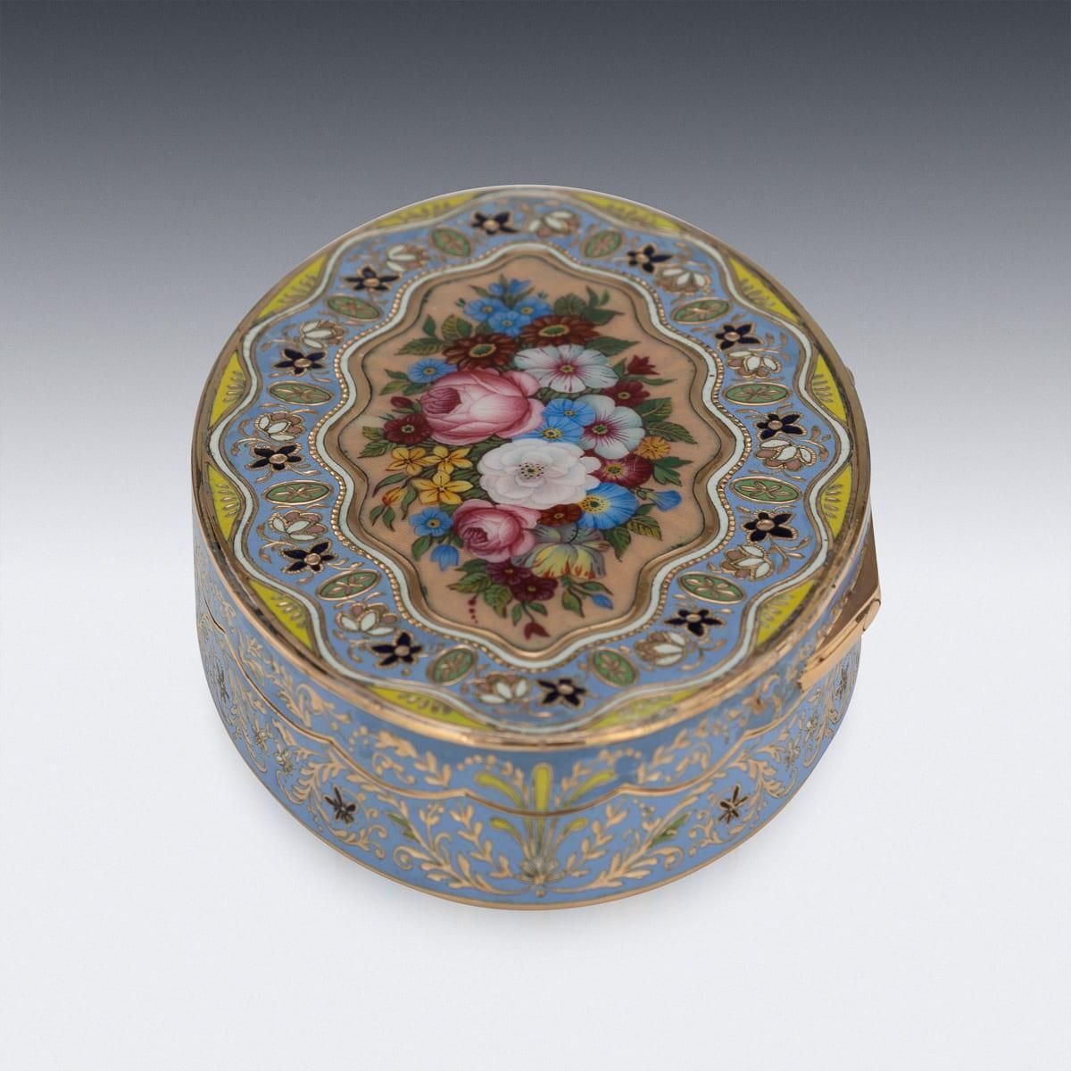 Antique 19th Century Swiss 18k Solid Gold & Enamel Snuff Box, Geneva C.1830 photo vinterior