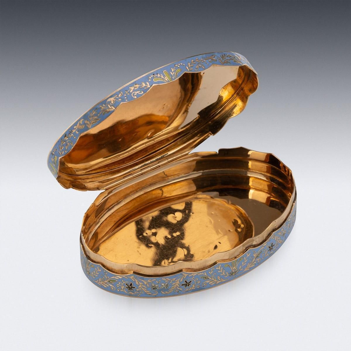 photo for sale Antique 19th Century Swiss 18k Solid Gold & Enamel Snuff Box, Geneva C.1830
