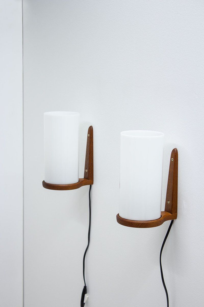 Teak & Acrylic Wall Lamps By Luxus, 1960s, Set Of 2