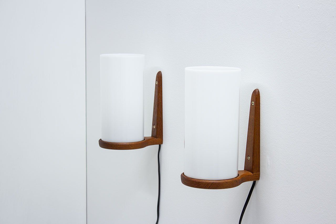Teak & Acrylic Wall Lamps By Luxus, 1960s, Set Of 2 photo for sale
