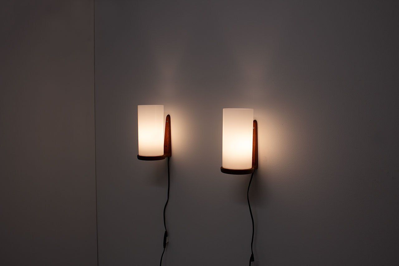 Teak & Acrylic Wall Lamps By Luxus, 1960s, Set Of 2 photo vinterior