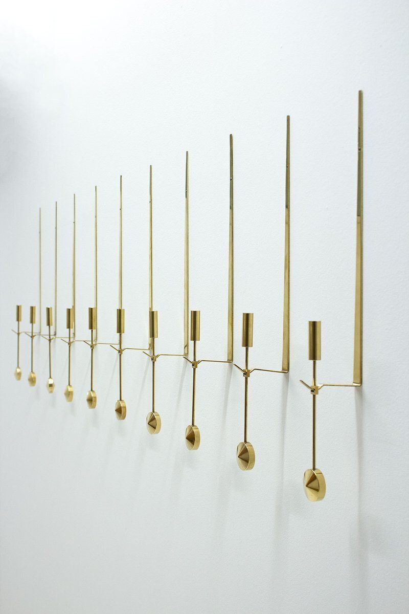Swedish Brass Candle Sconces By Pierre Forssell For Skultuna, 1970s, Set Of 10 photo Home Decor