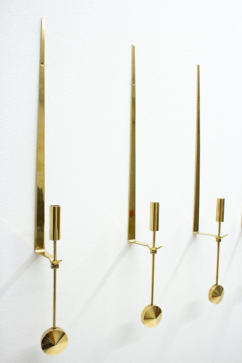 Swedish Brass Candle Sconces By Pierre Forssell For Skultuna, 1970s, Set Of 10 photo 3891.0