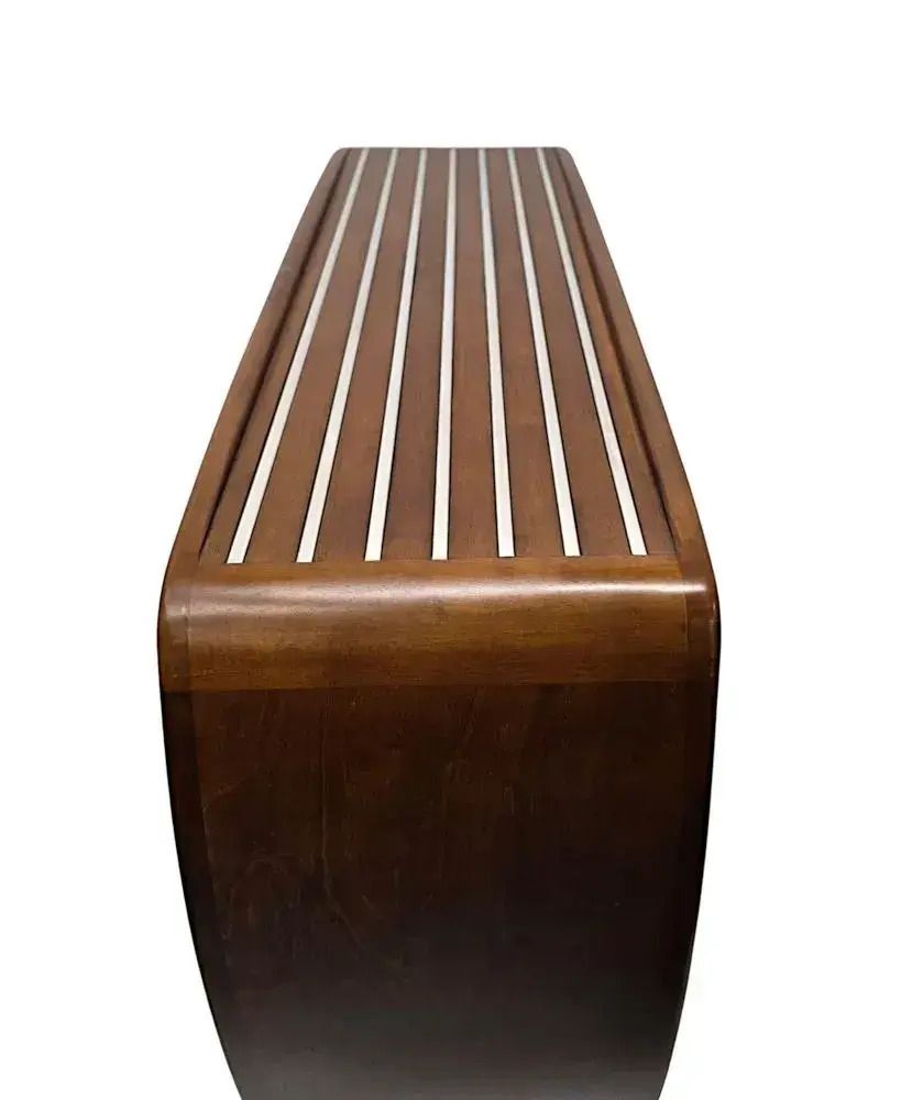 A Stunning Mid Century Design Cherrywood And Chrome Open Bookcase photo vinterior