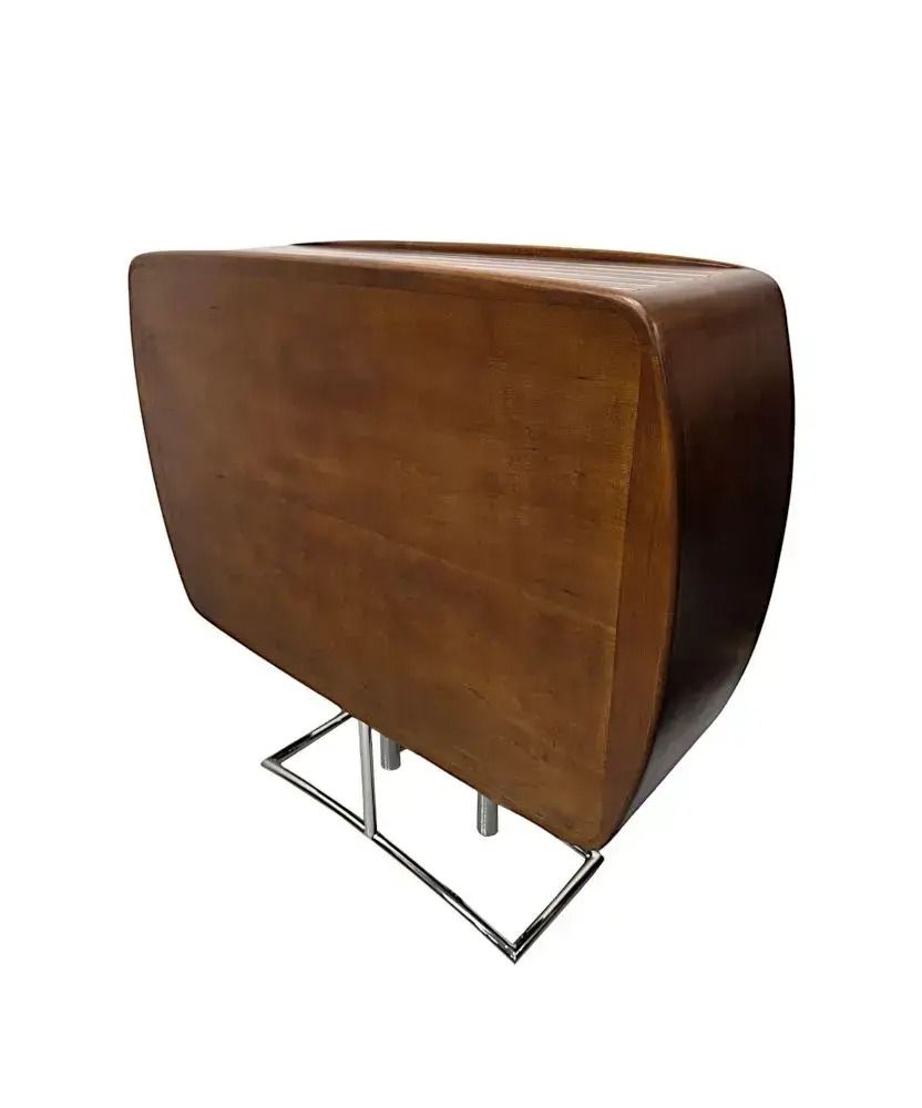 A Stunning Mid Century Design Cherrywood And Chrome Open Bookcase photo buy