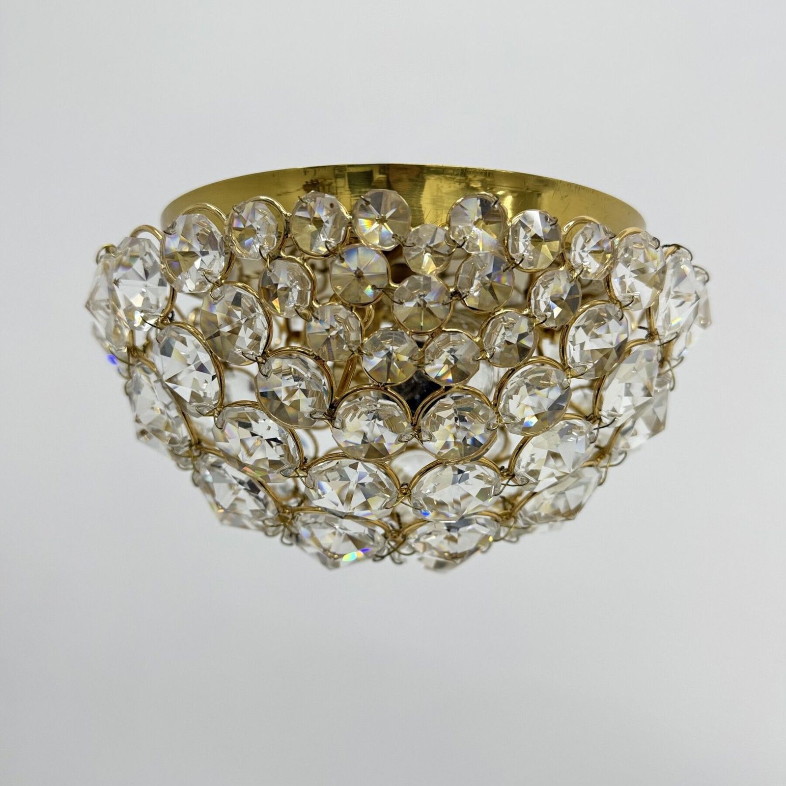 Palwa Kristal En Messing Plafondlamp, Opbouwmontage, Jaren 1970 photo furniture