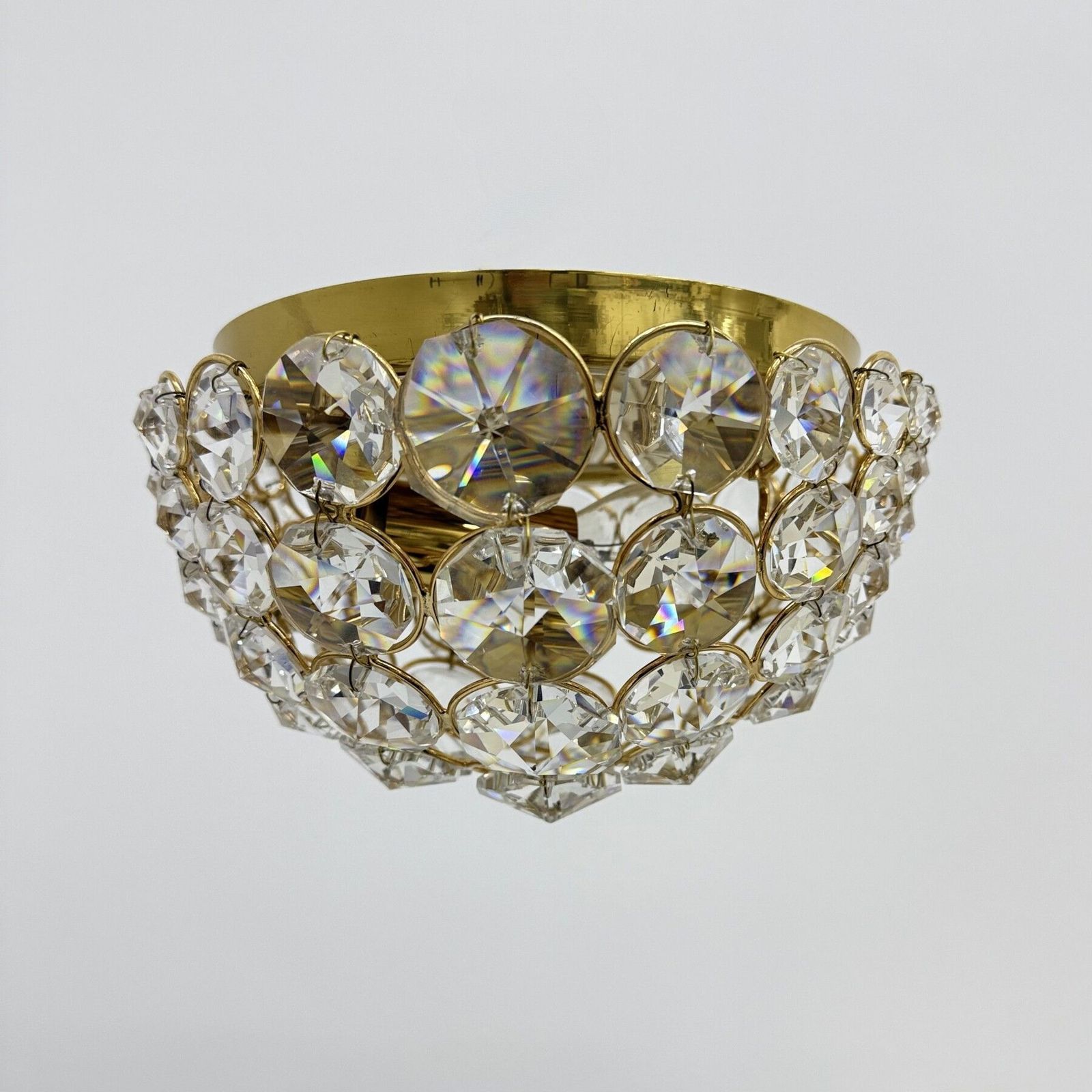 Palwa Kristal En Messing Plafondlamp, Opbouwmontage, Jaren 1970 photo Verlichting