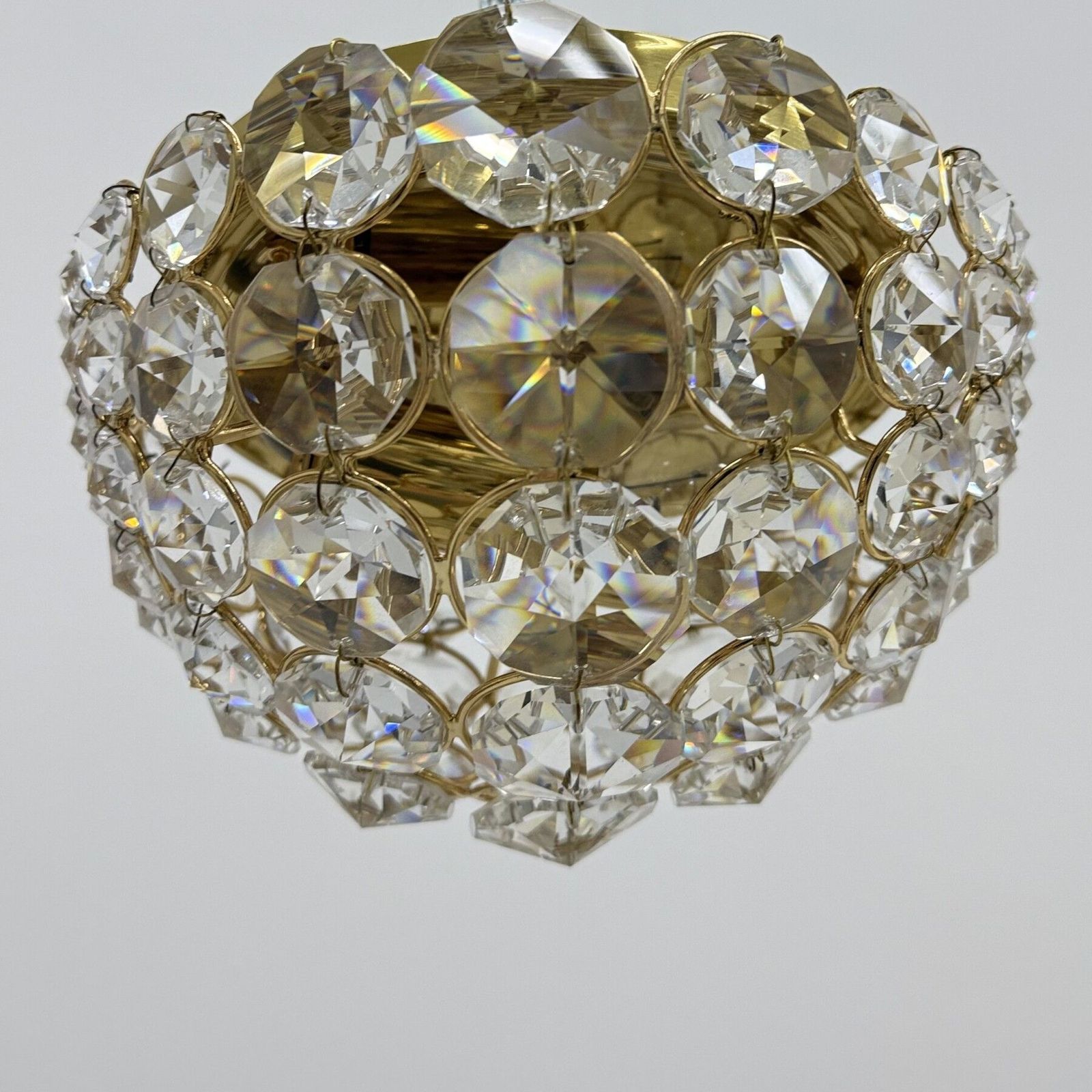 photo for sale Palwa Kristal En Messing Plafondlamp, Opbouwmontage, Jaren 1970