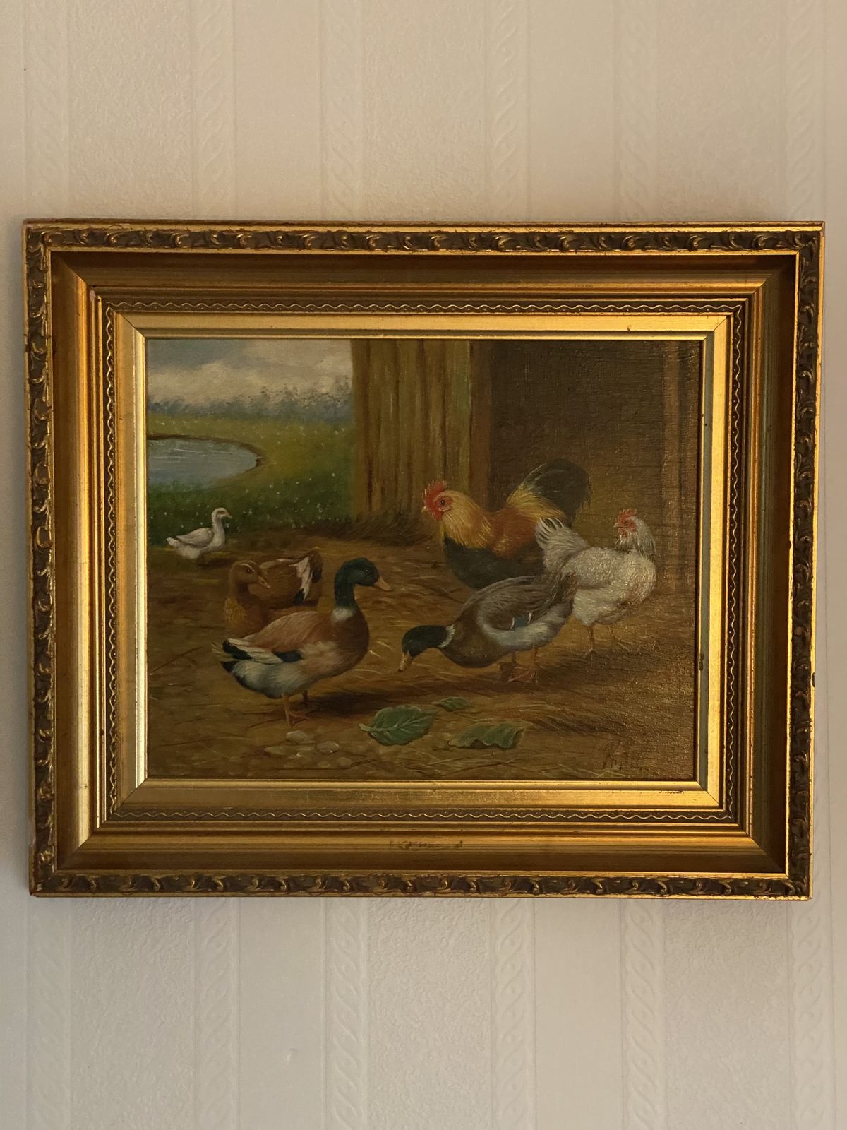 Vintage Farmhouse Oil On Board 1960s