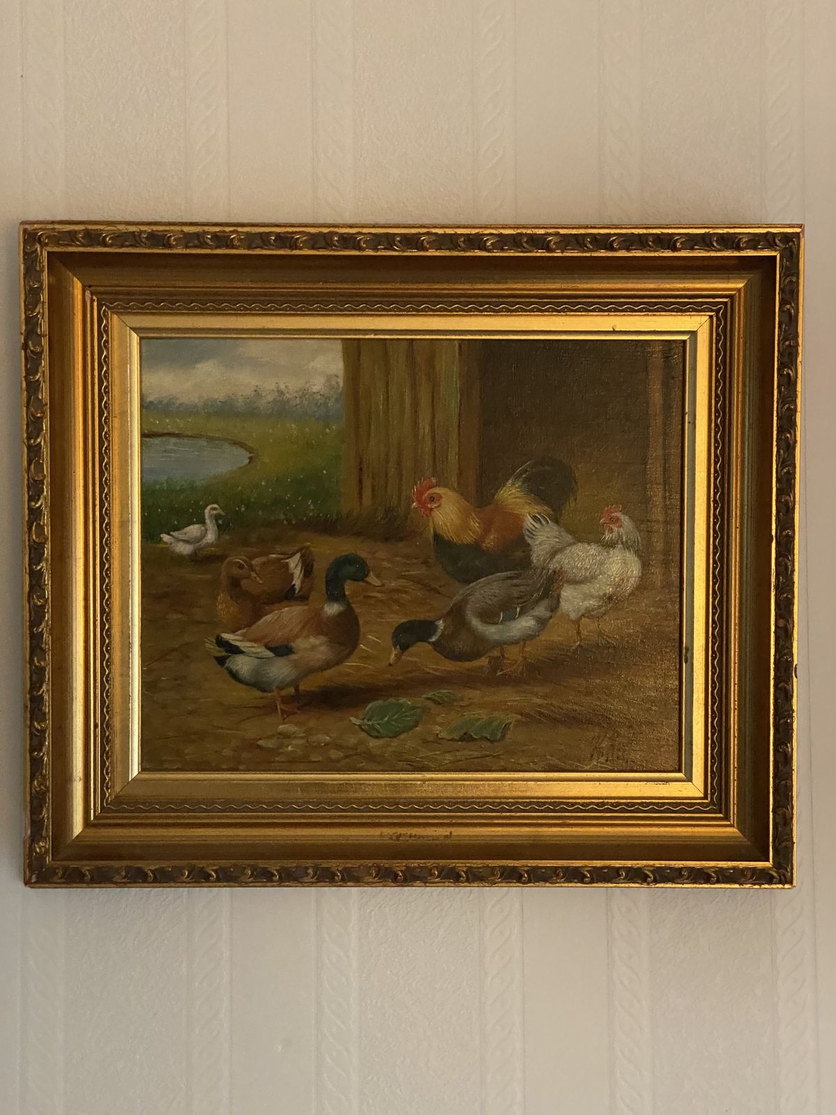 Vintage Farmhouse Oil On Board 1960s photo vintage