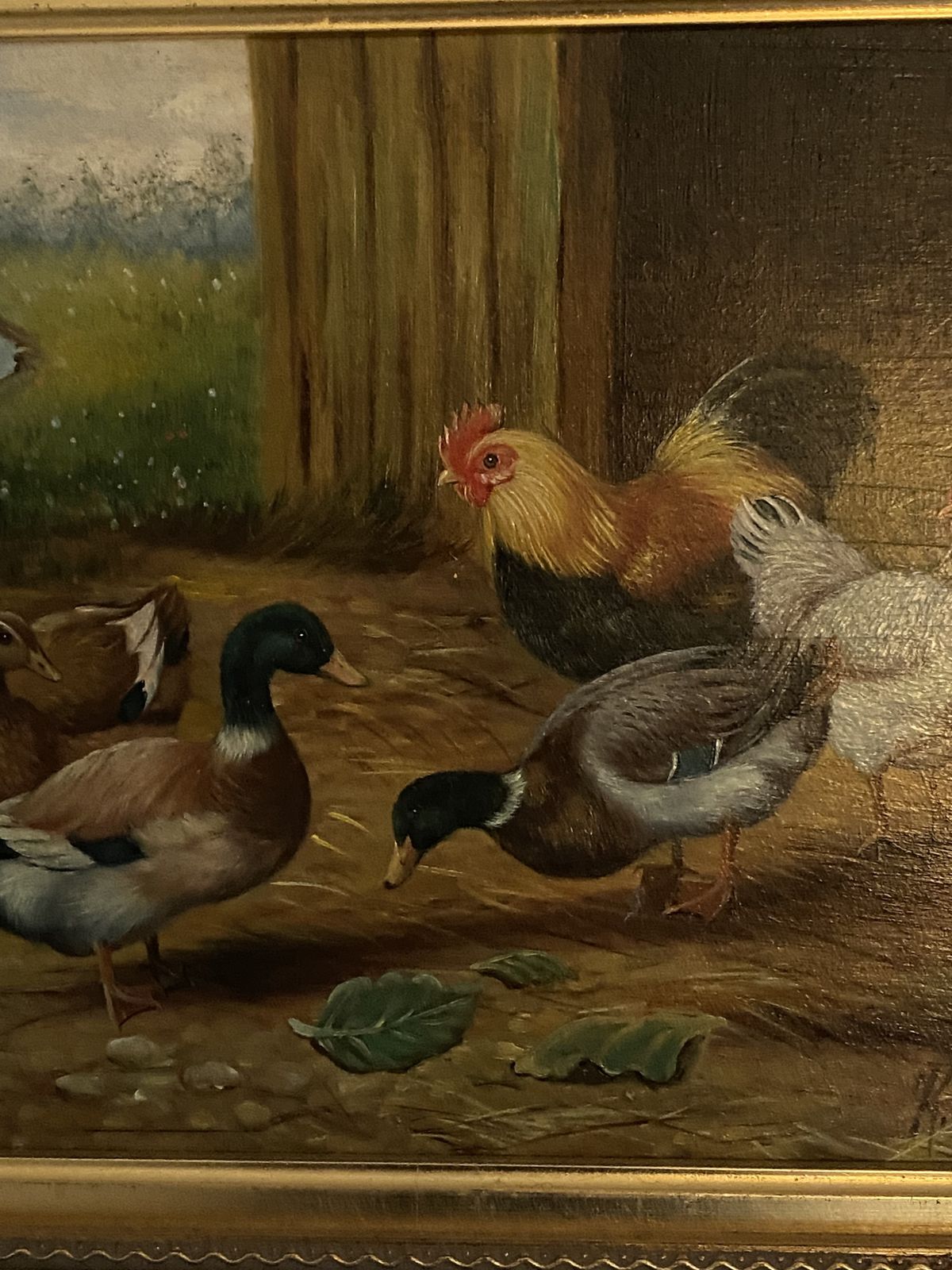 photo furniture Vintage Farmhouse Oil On Board 1960s