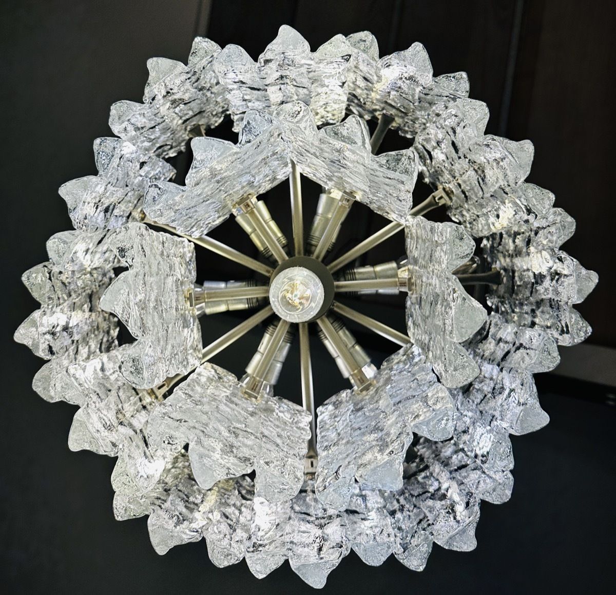 photo vintage 1960s Vintage Austrian Kalmar Franken Ag Two Tiered Iced Murano Glass Chandelier