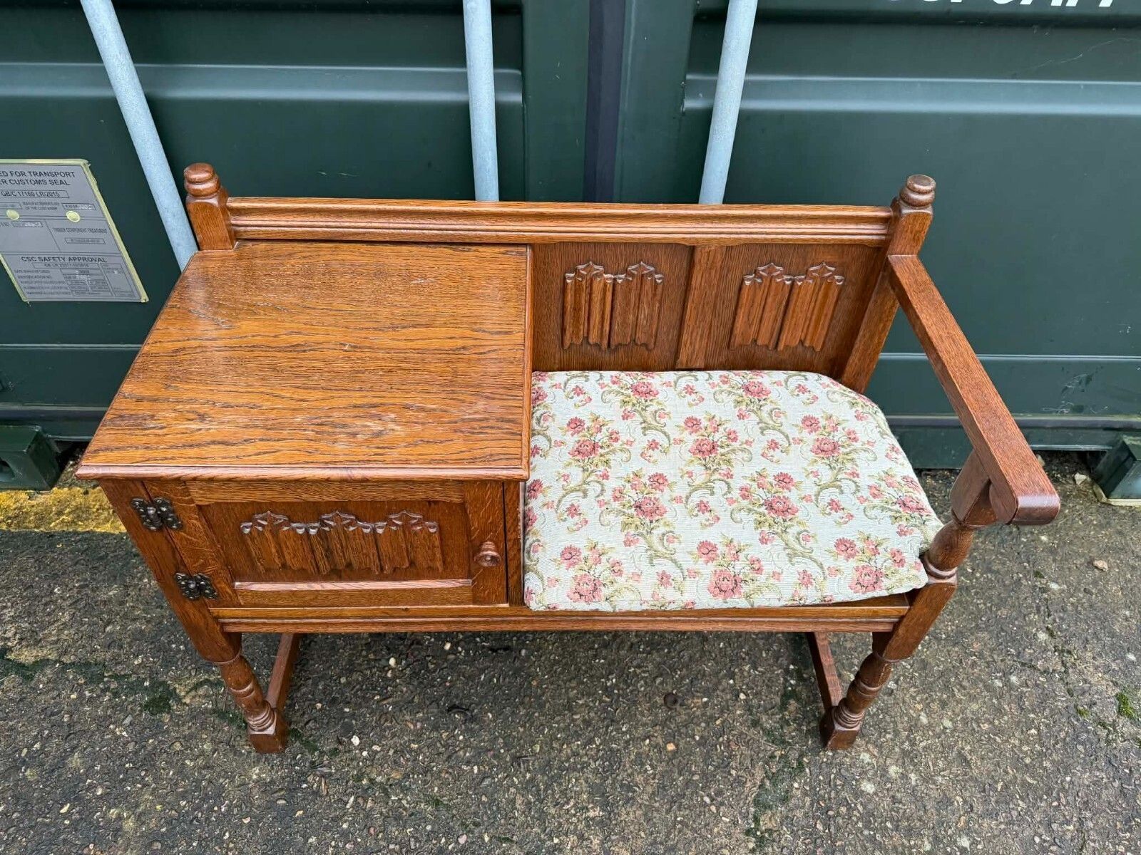 Old Charm Style Vintage Telephone Seat/Table Hallway Unit Ready To Upcycle photo furniture