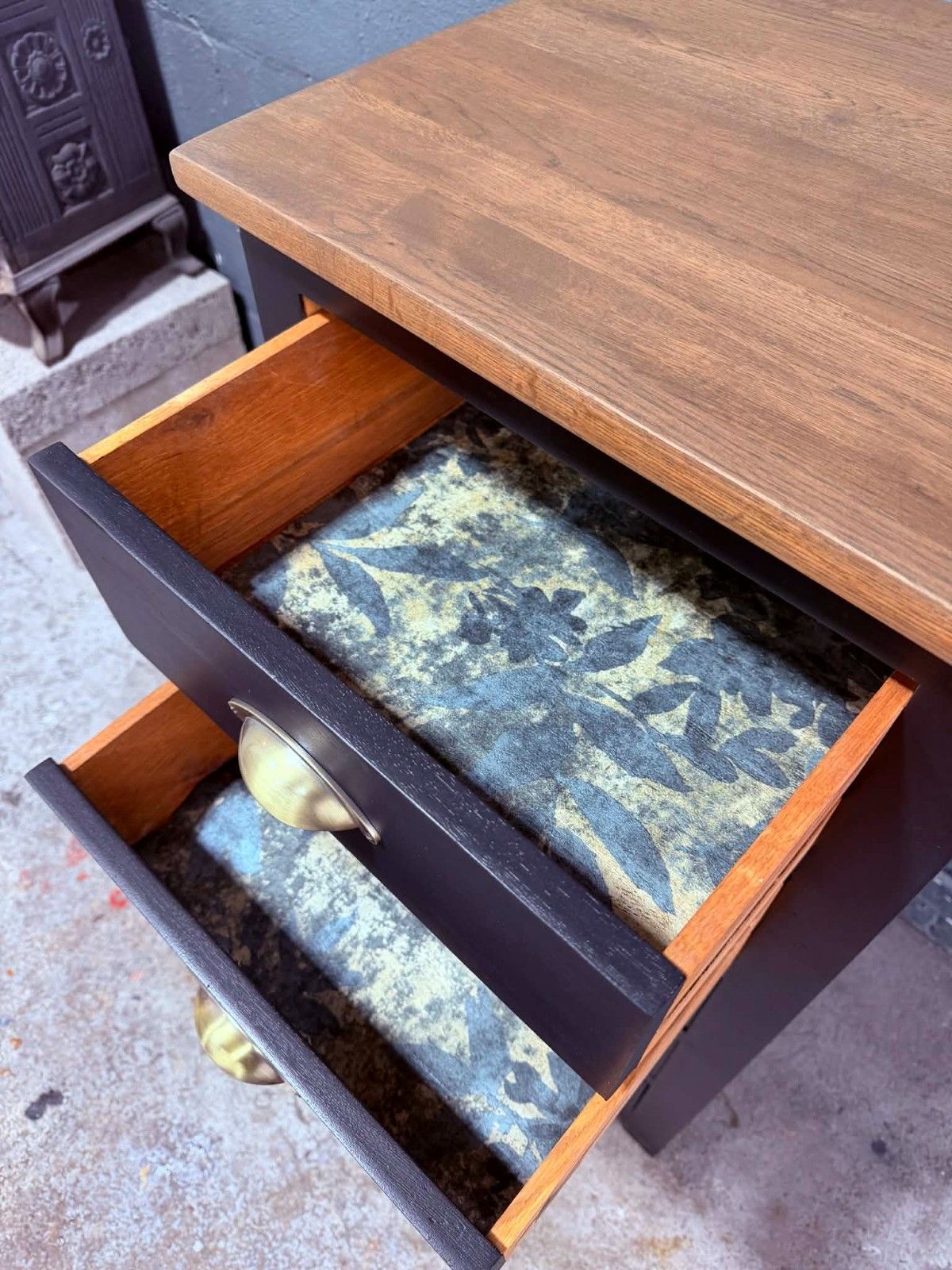 Professionally Hand Painted Oak Tall Chest Of Drawers Upcycled In Fusion Black photo Furniture