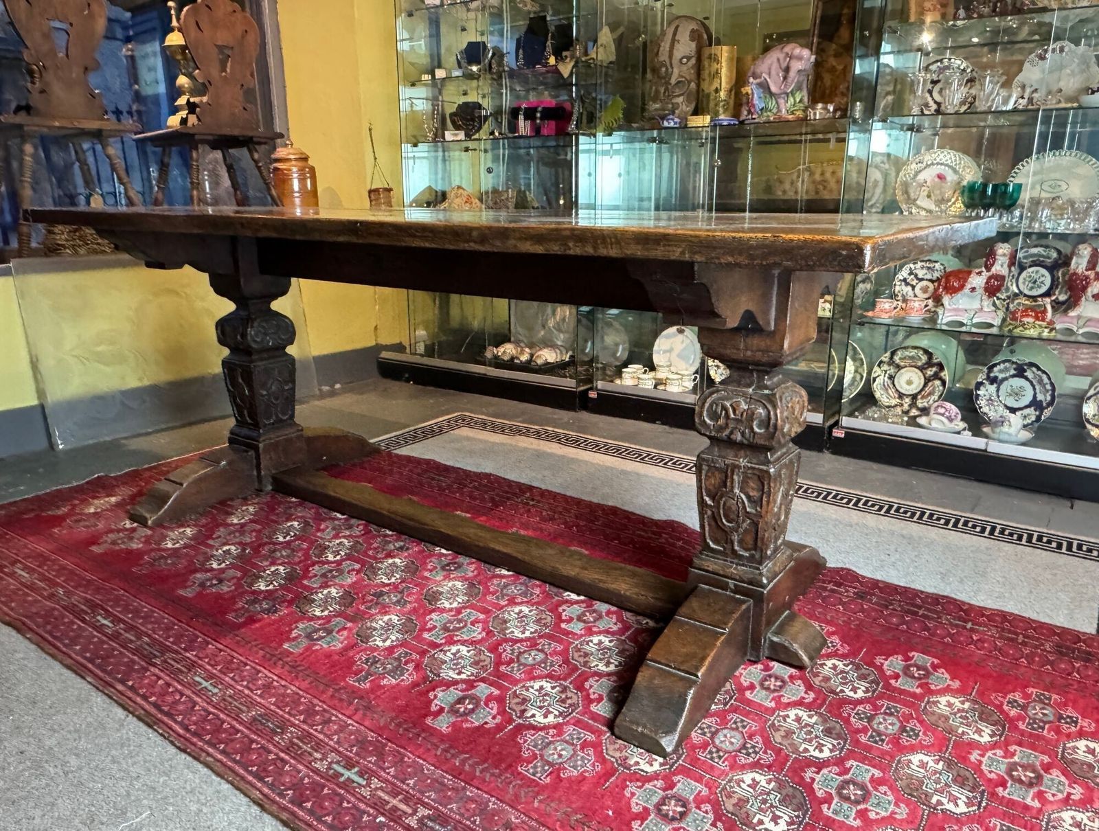 Antique Plank Top Oak Refectory Table In Elizabethan Style photo for sale
