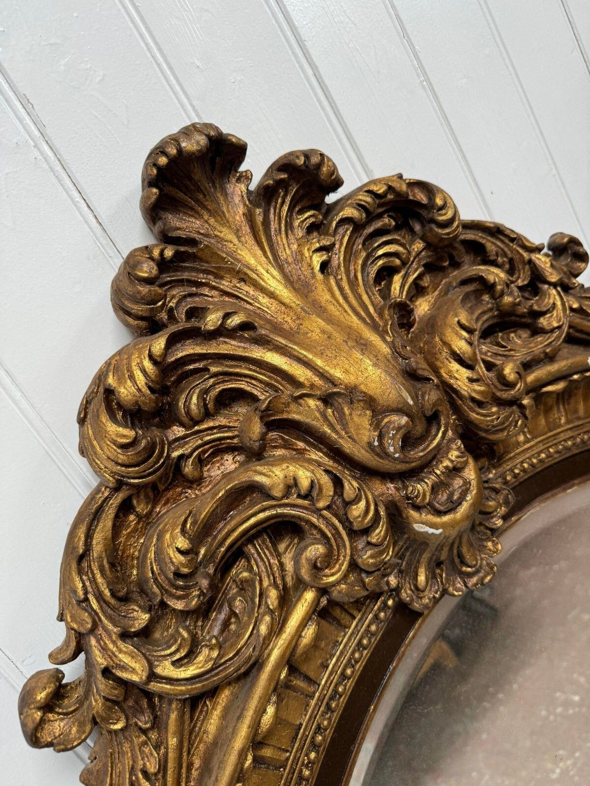 Huge Antique French Louis XVI Gold Gilt Oval Carved Mirror photo 795.0
