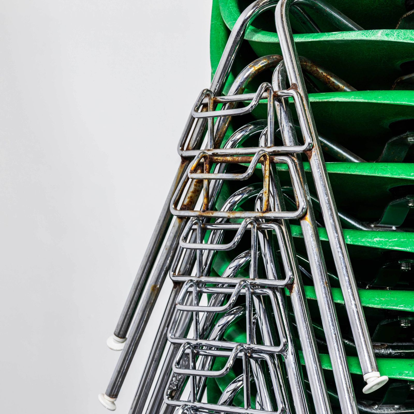 1960's Original Eames Dss Stacking Vivid Green Fibreglass Dining Chair   Set Of Six photo 2370.0
