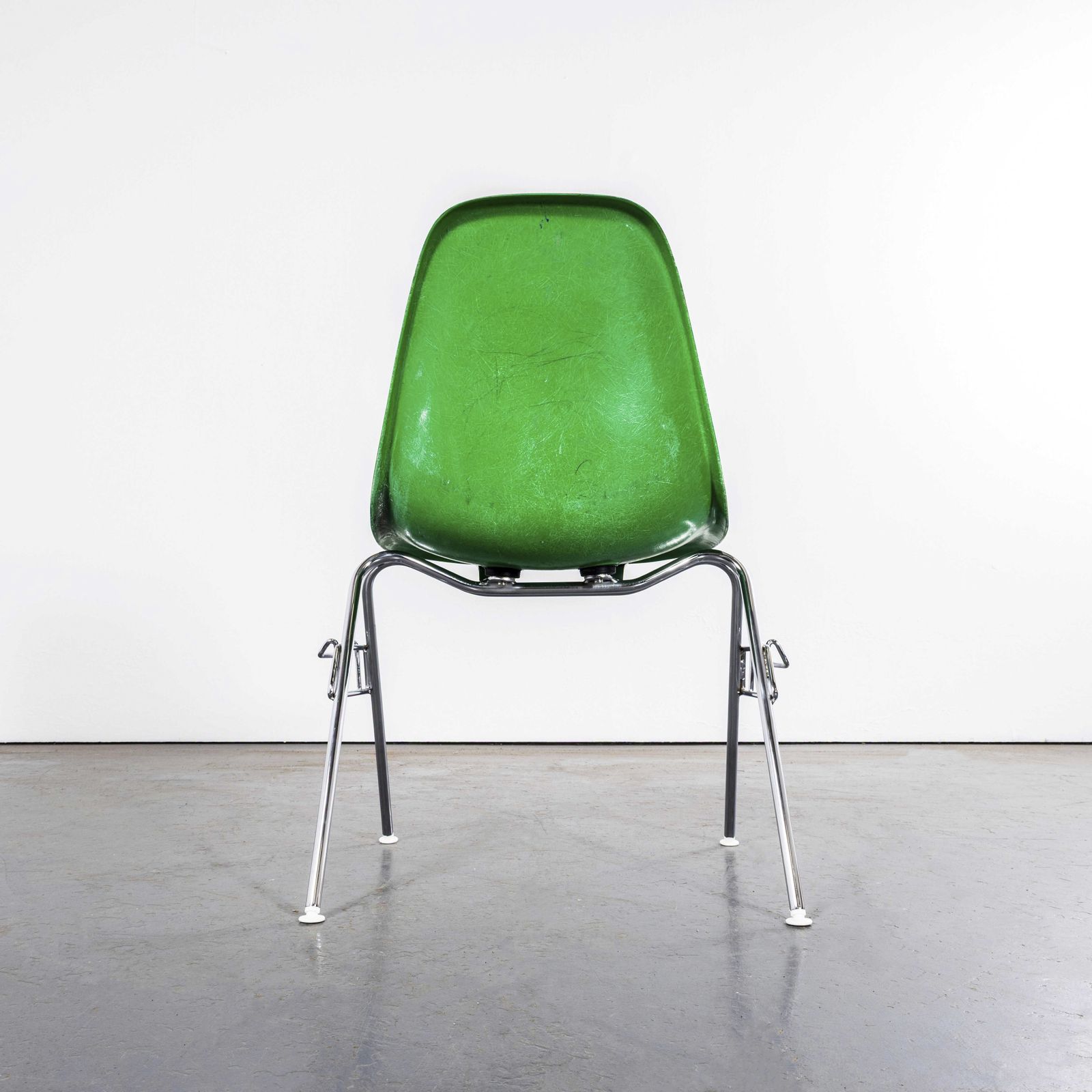photo for sale 1960's Original Eames Dss Stacking Vivid Green Fibreglass Dining Chair   Set Of Six