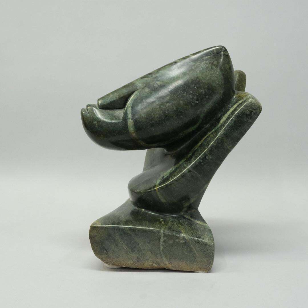 Decorative Signed African Stone Sculpture By Morning Chijumani, Abstract Stand photo Art