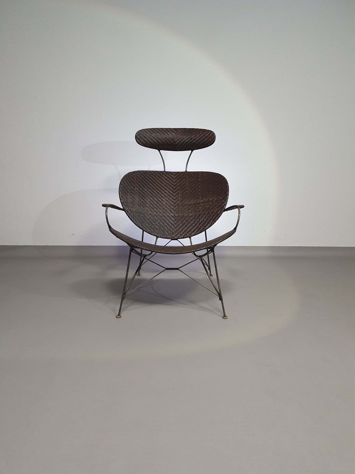 Brown Rattan And Metal Lounge Chair By Yuzuru Yamakawa, 1980s photo furniture