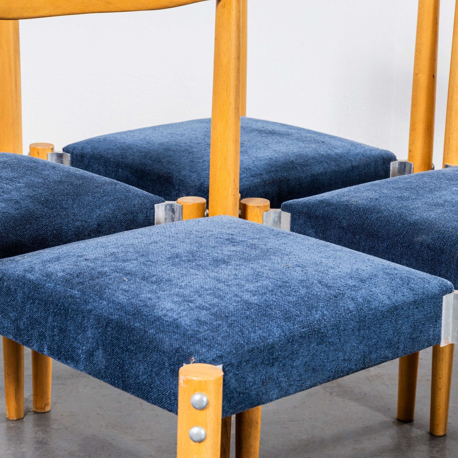 1980’s Blue Upholstered Contemporary Dining Chairs – Set Of Four photo Furniture