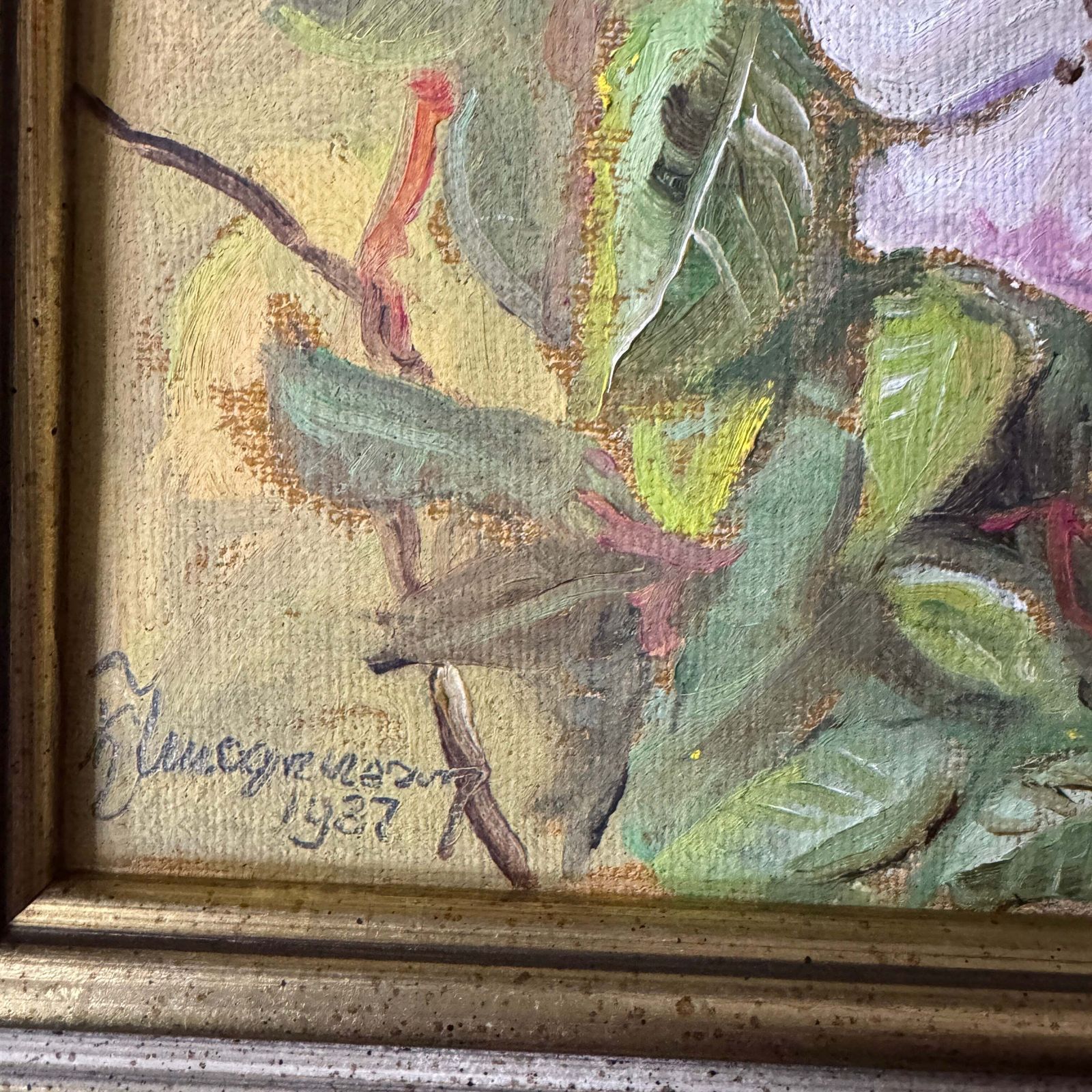 Wild Roses In Bloom 1987. Vintage Swedish Oil Painting By Karl Johan Magnusson. photo for sale