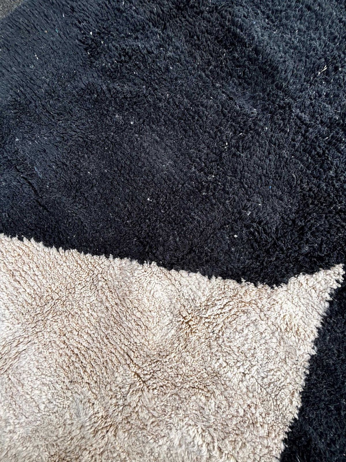 photo for sale Moroccan Mrirt Wool Rug 200x300 Cm – Handmade Berber Area Rug, Black And White Carpet, Modern Geometric Moroccan Decor