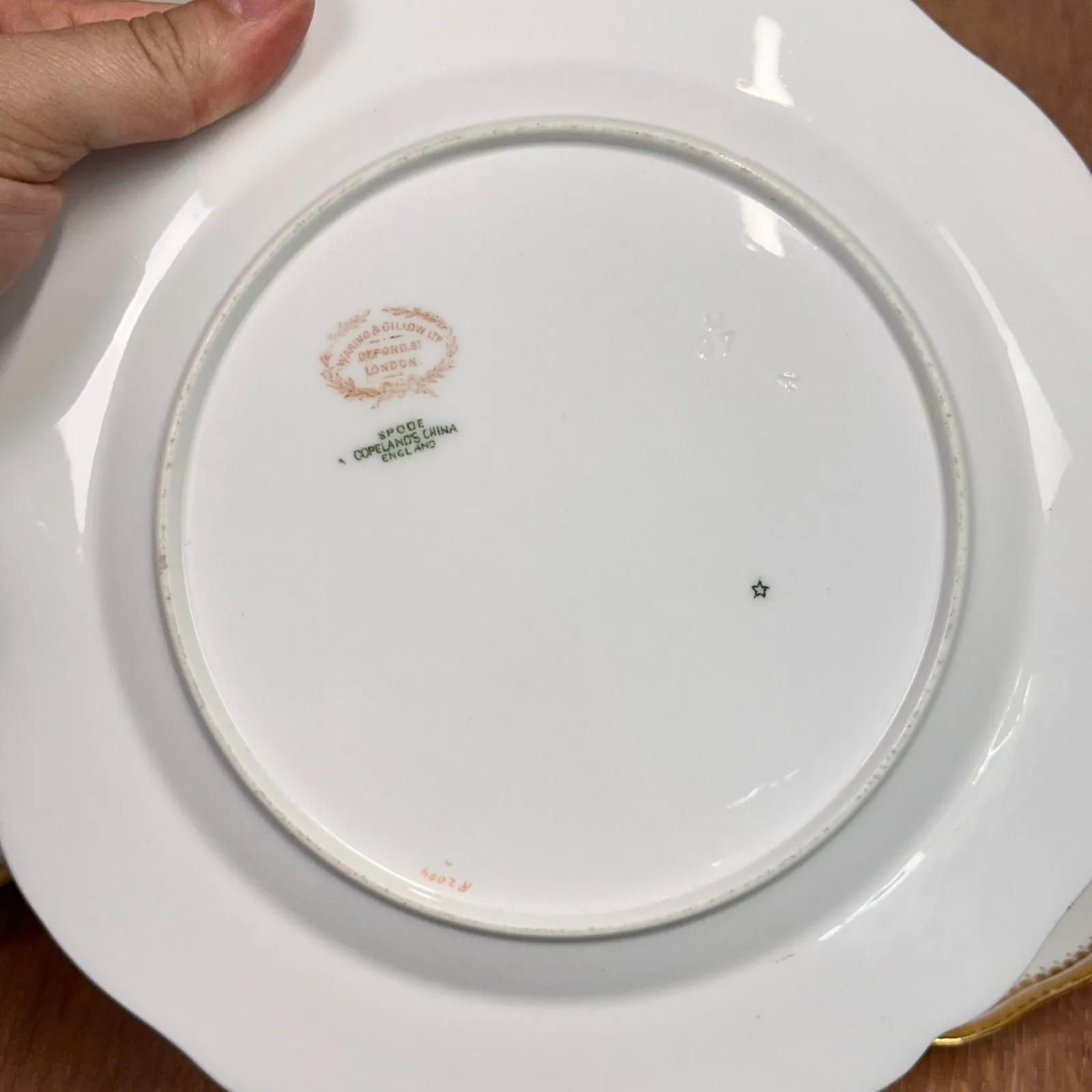 photo for sale Set Of 4 Antique Spode Copeland Plates Gold Gilt Rim Waring & Gillow London