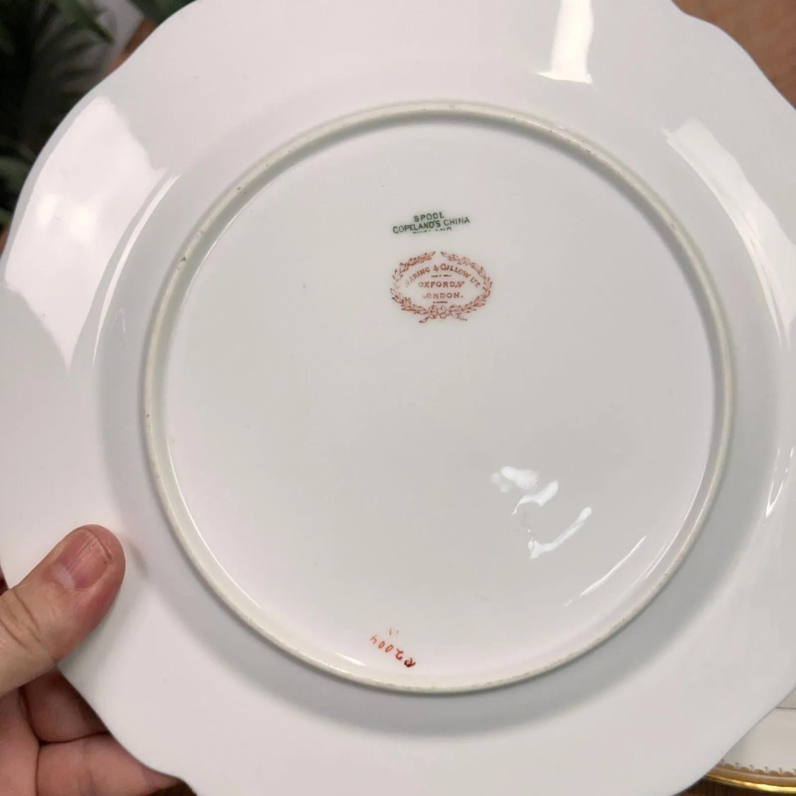 photo vinterior Set Of 4 Antique Spode Copeland Plates Gold Gilt Rim Waring & Gillow London