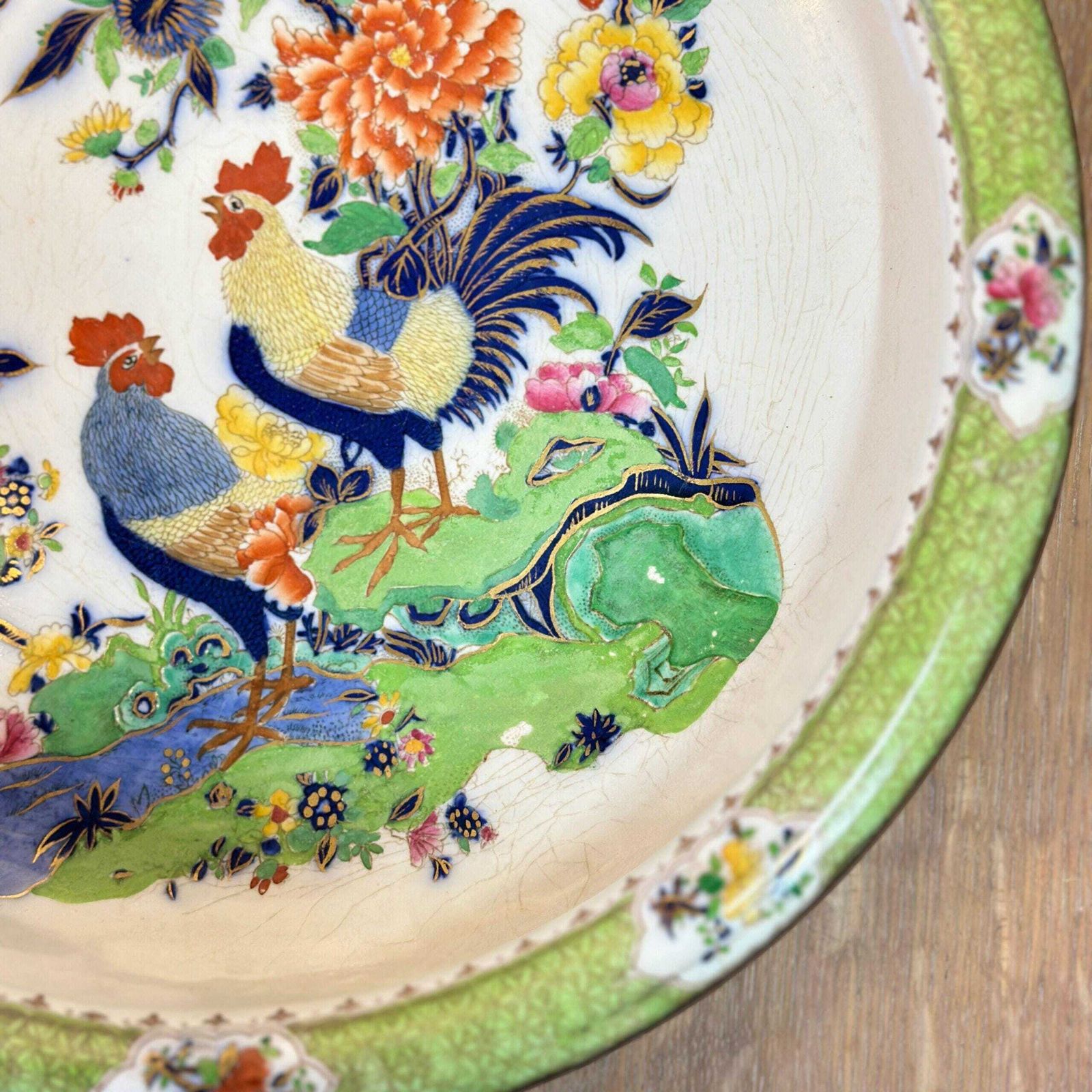 W&R Carlton Ware Cock Peony Bowl 31cm | 1920s Art Deco Chinoiserie Lustre Centrepiece photo vinterior