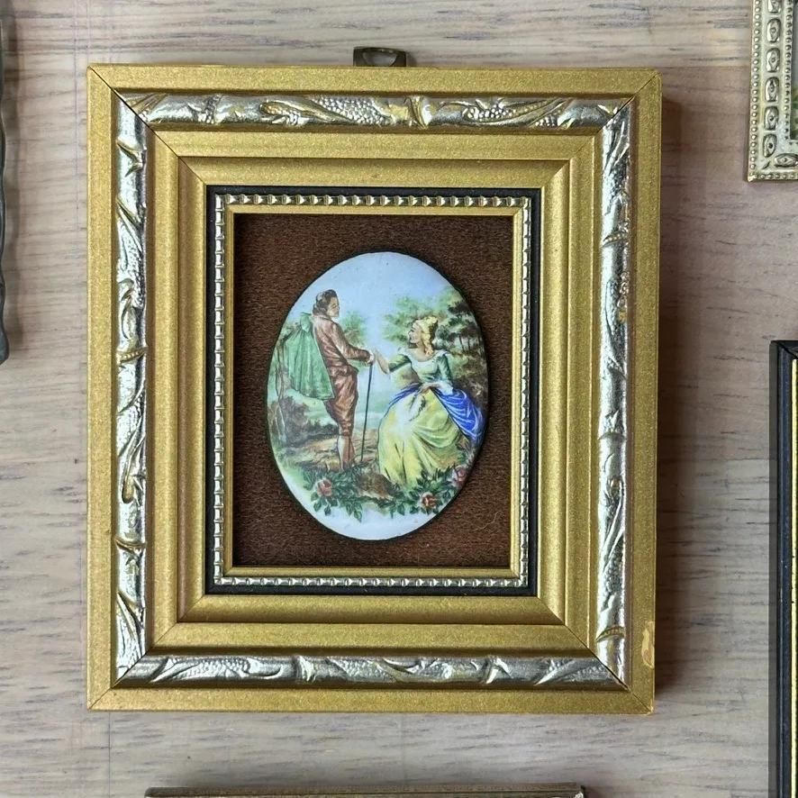 7x Vintage Miniature Art Lot Butterfly Wing Limoges Needlepoint Eclectic Gallery photo buy