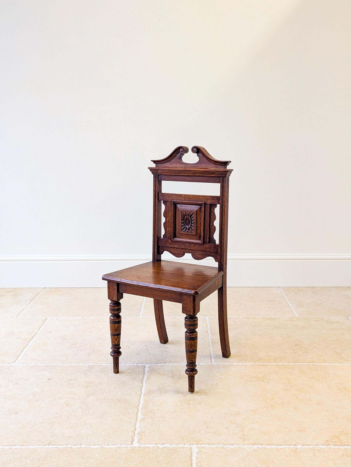 Antique Victorian Oak Hall Chair C.1890 photo vintage