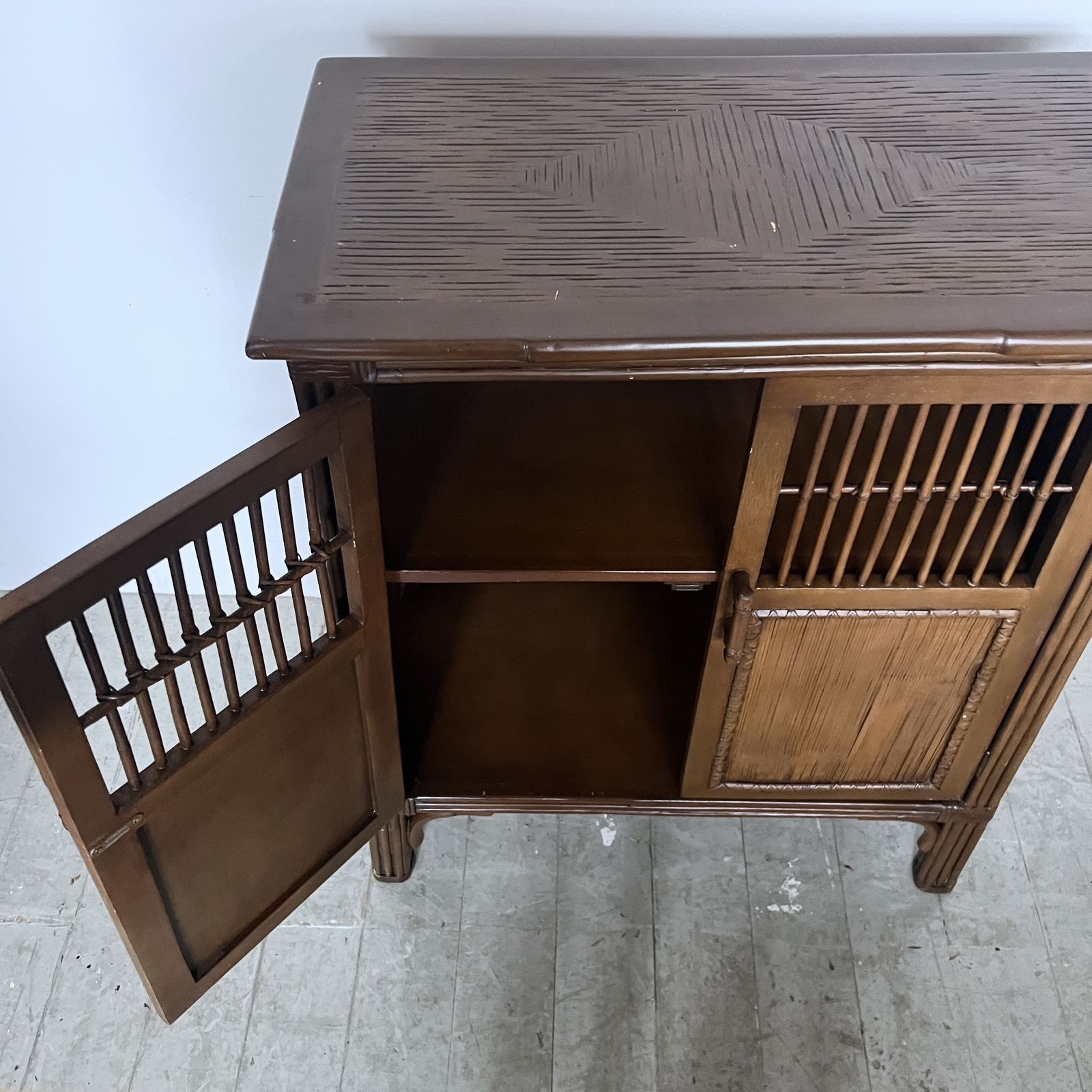 photo for sale Antique Bamboo And Rattan Cabinet
