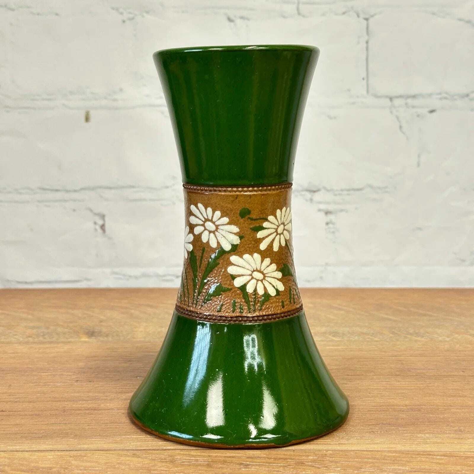 Langley Mill Lovatt’s Art Nouveau Daisy Green Ceramic Vase photo furniture