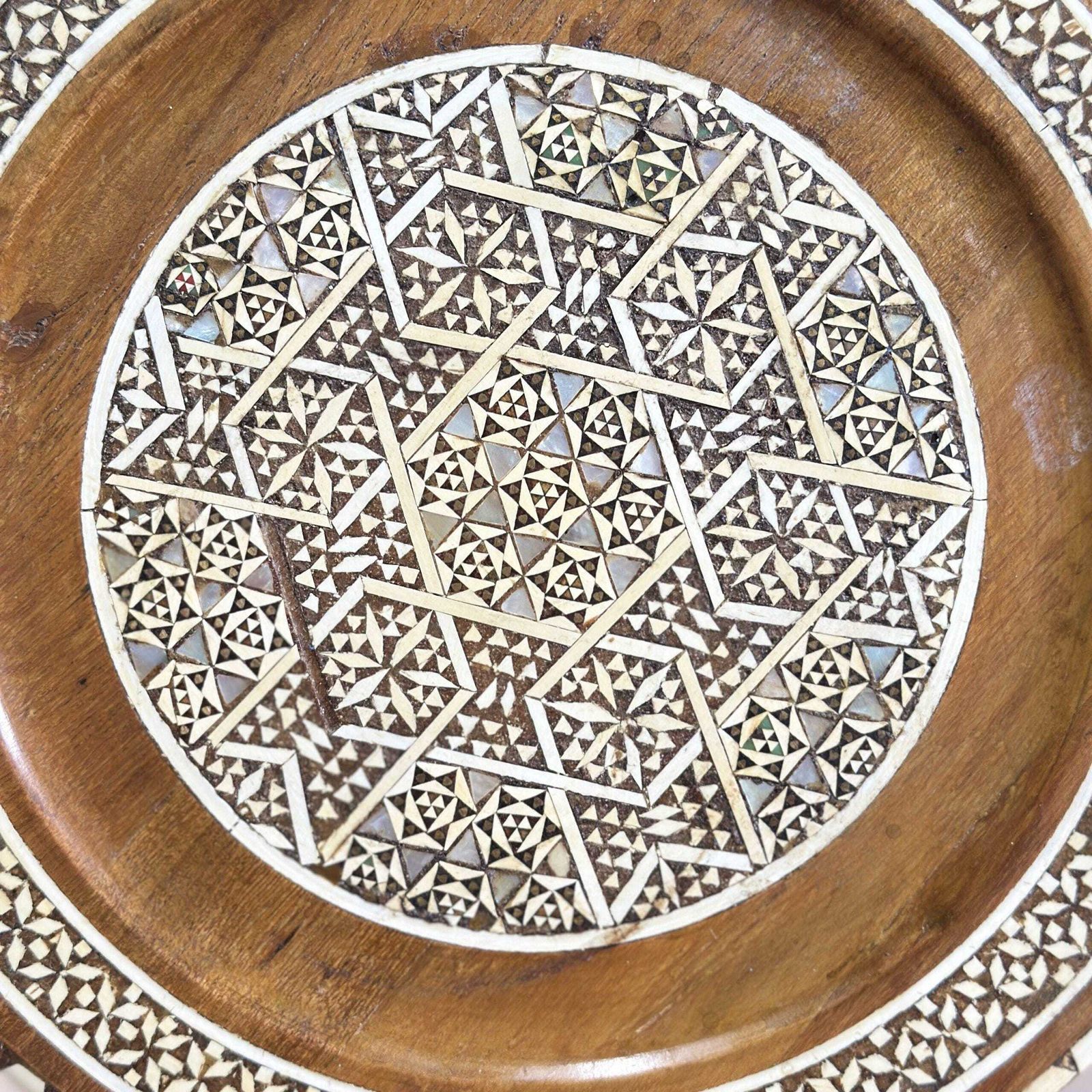 Egyptian Islamic Mother Of Pearl Inlaid Wooden Decorative Plate Wall Hanging photo 51.0