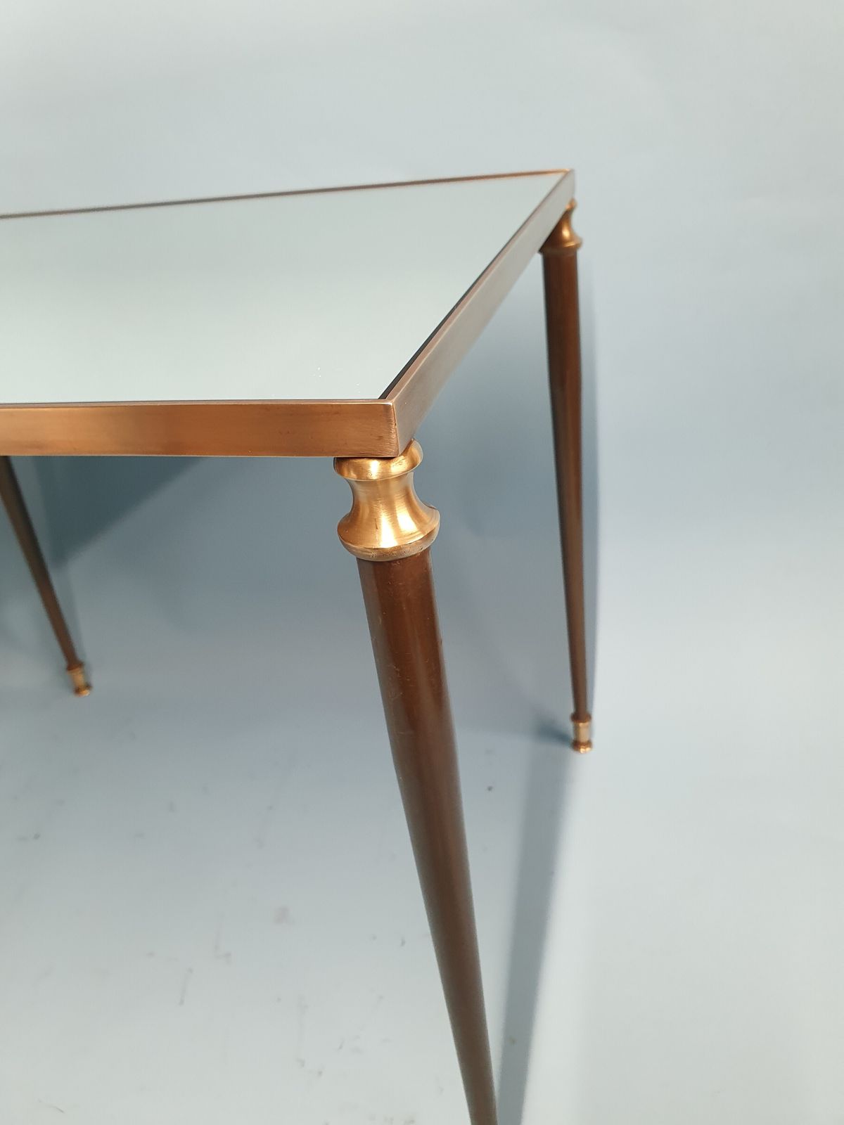 French Nest Of Three Brass Tables With Mirrored Tops photo buy
