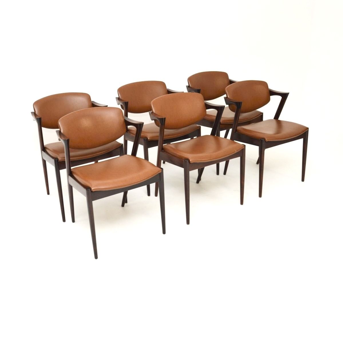 Set Of Six Danish Vintage Rosewood Model 42 Dining Chairs By Kai Kristiansen