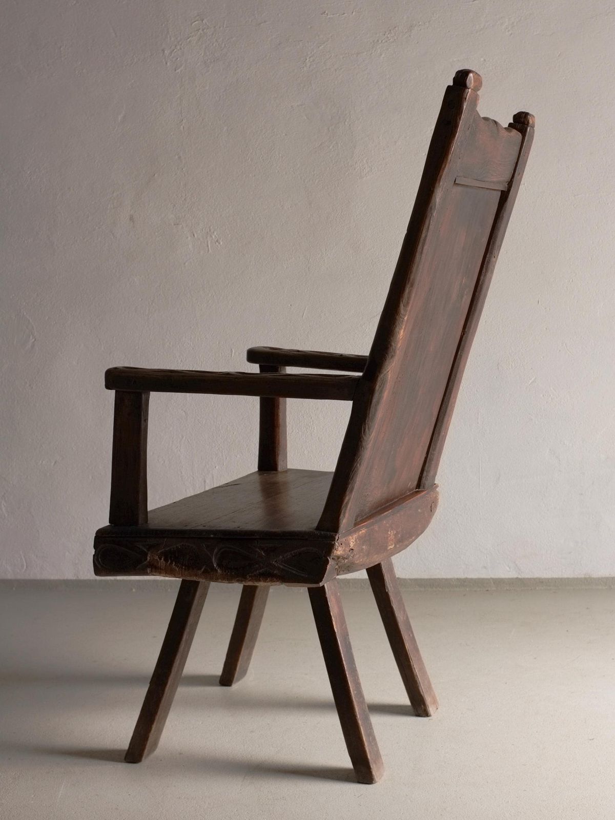 Antique Primitive Carved Oak Arm Chair | Belgium photo 2271.0