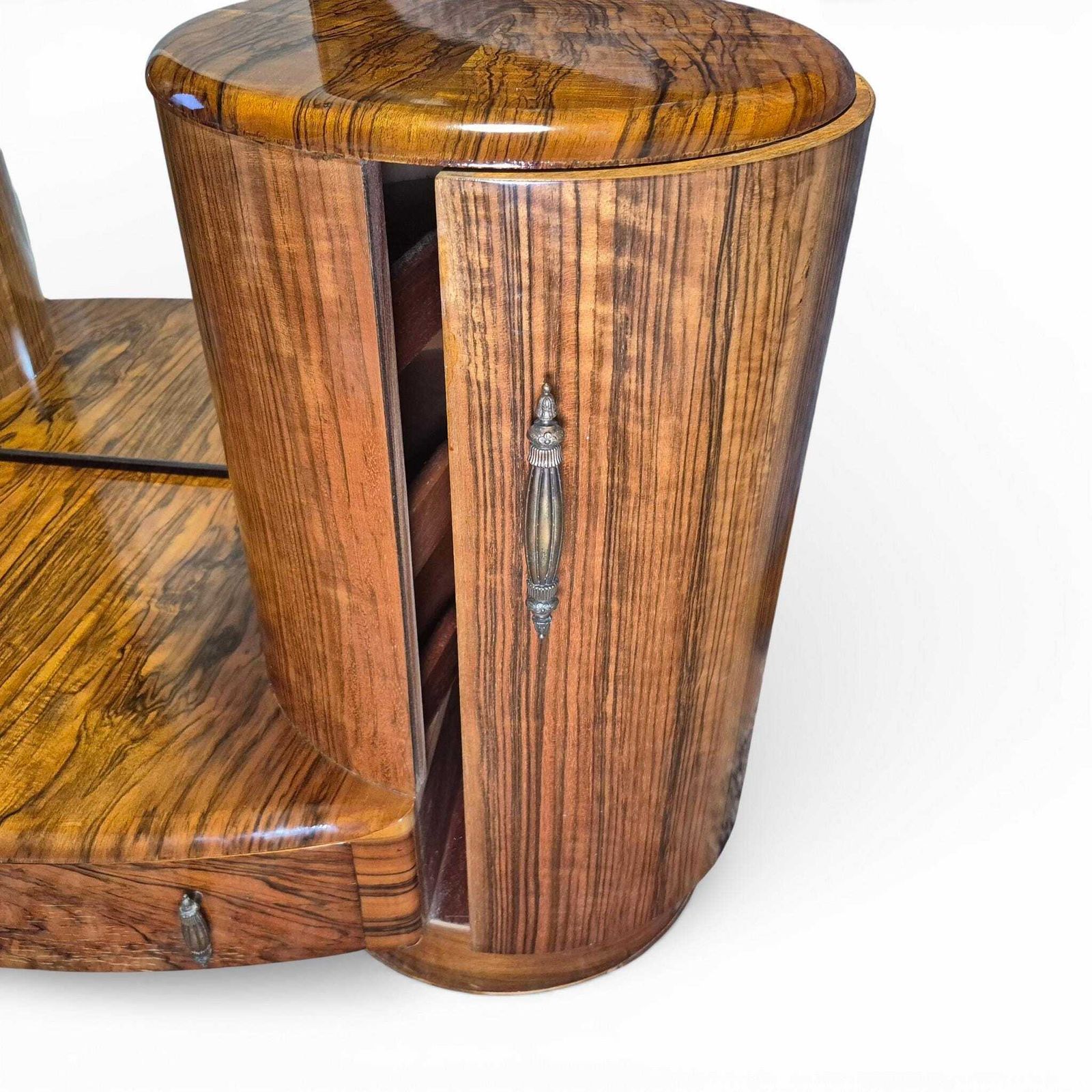 photo buy Shrager Art Deco Burr Walnut Dressing Table Vanity With Mirror & Side Cabinets