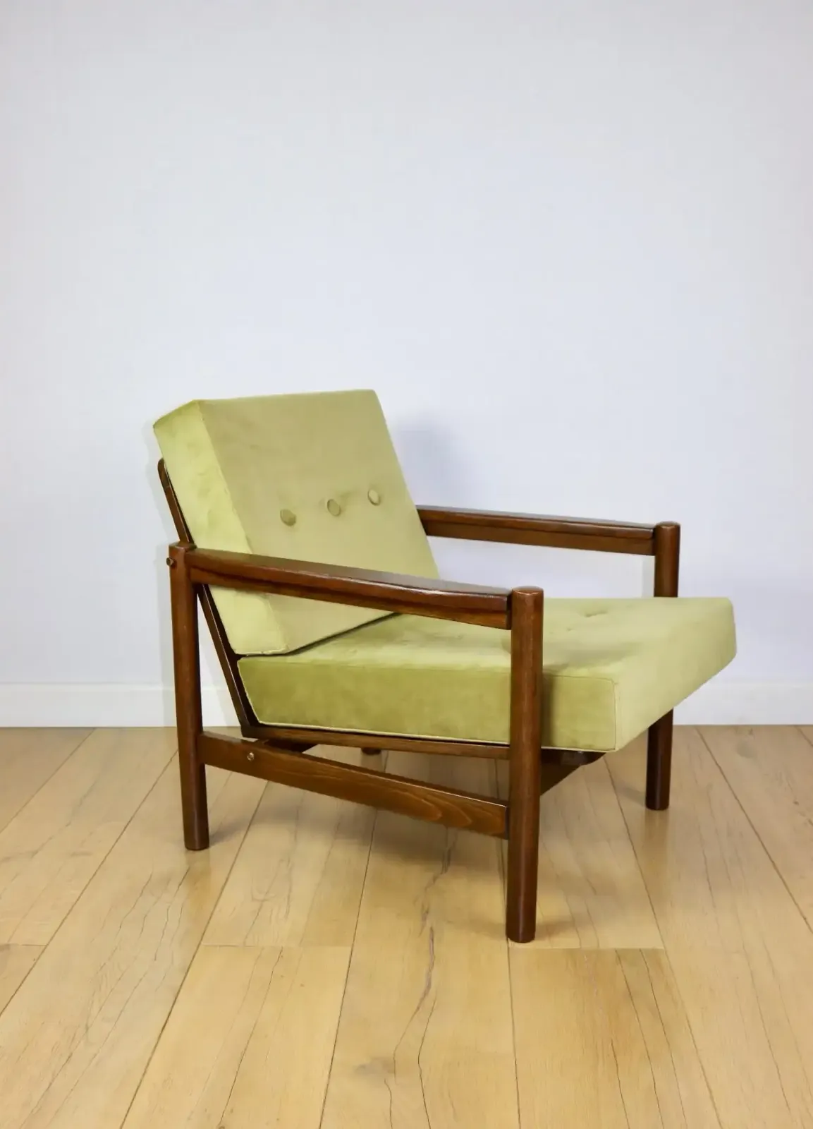 Wooden Armchair Designed By Z. Baczyk, Vintage Brown Olive