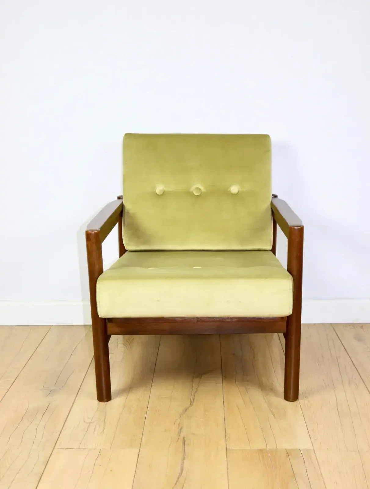 Wooden Armchair Designed By Z. Baczyk, Vintage Brown Olive photo Furniture