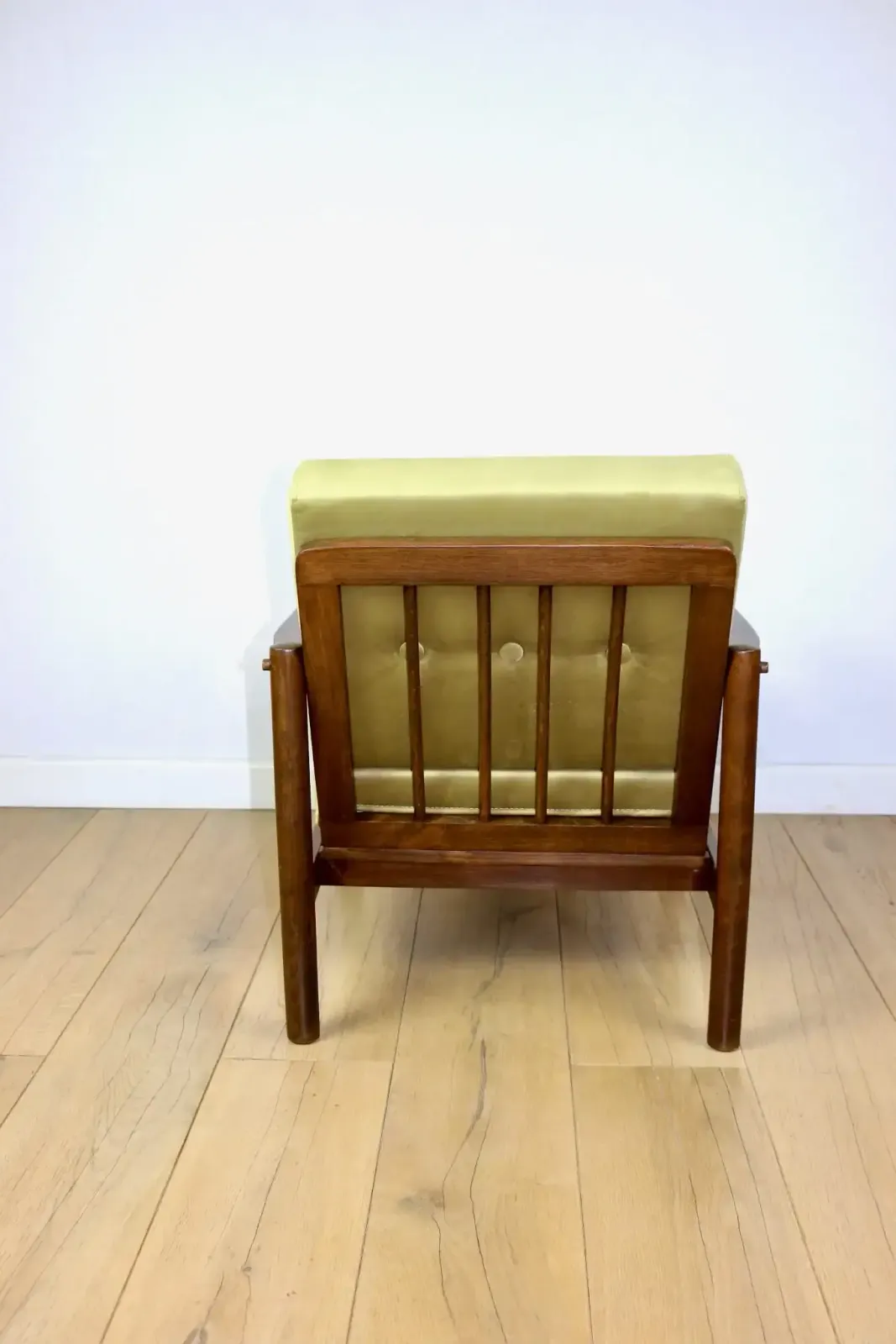 Wooden Armchair Designed By Z. Baczyk, Vintage Brown Olive photo vintage