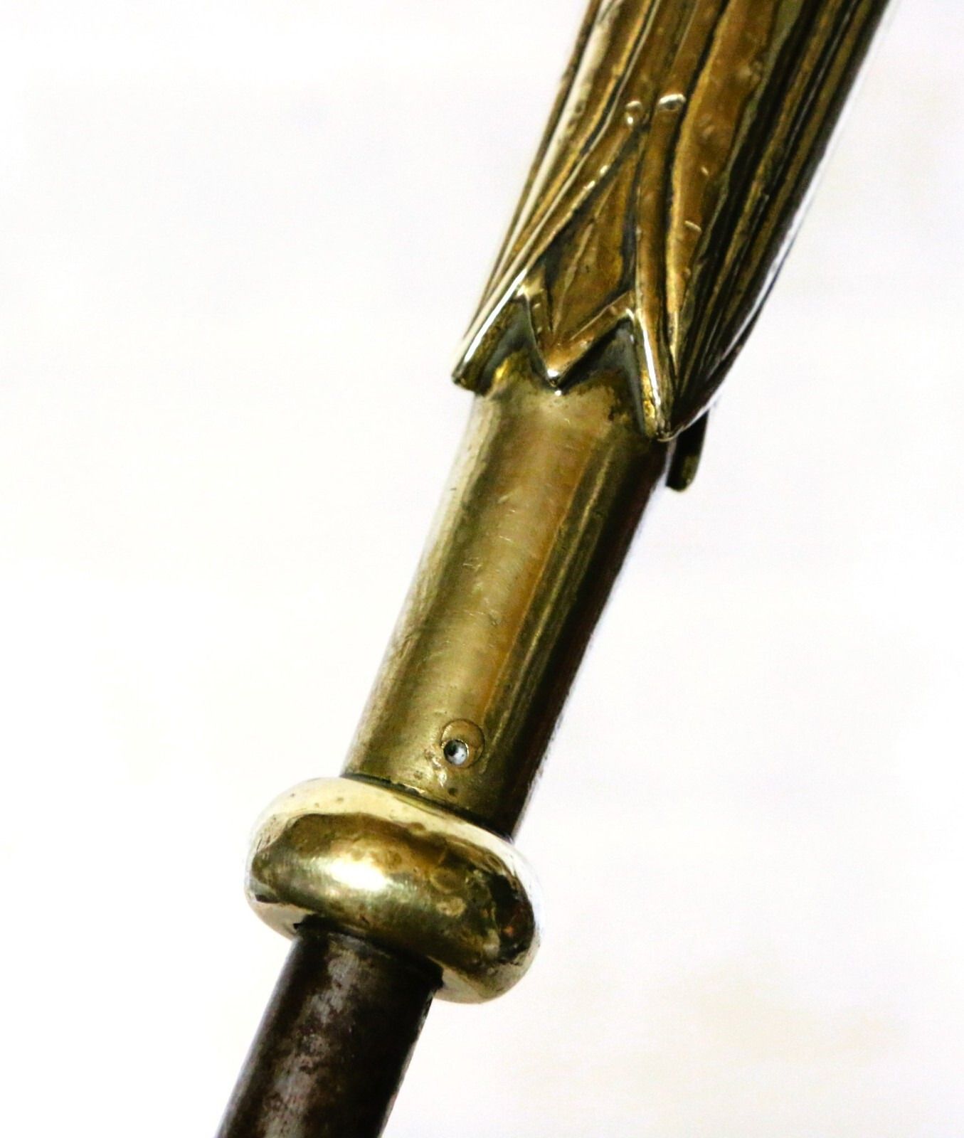 Antique Fire Tools Victorian English Very Long Wrought Iron Brass Poker & Shovel photo vinterior