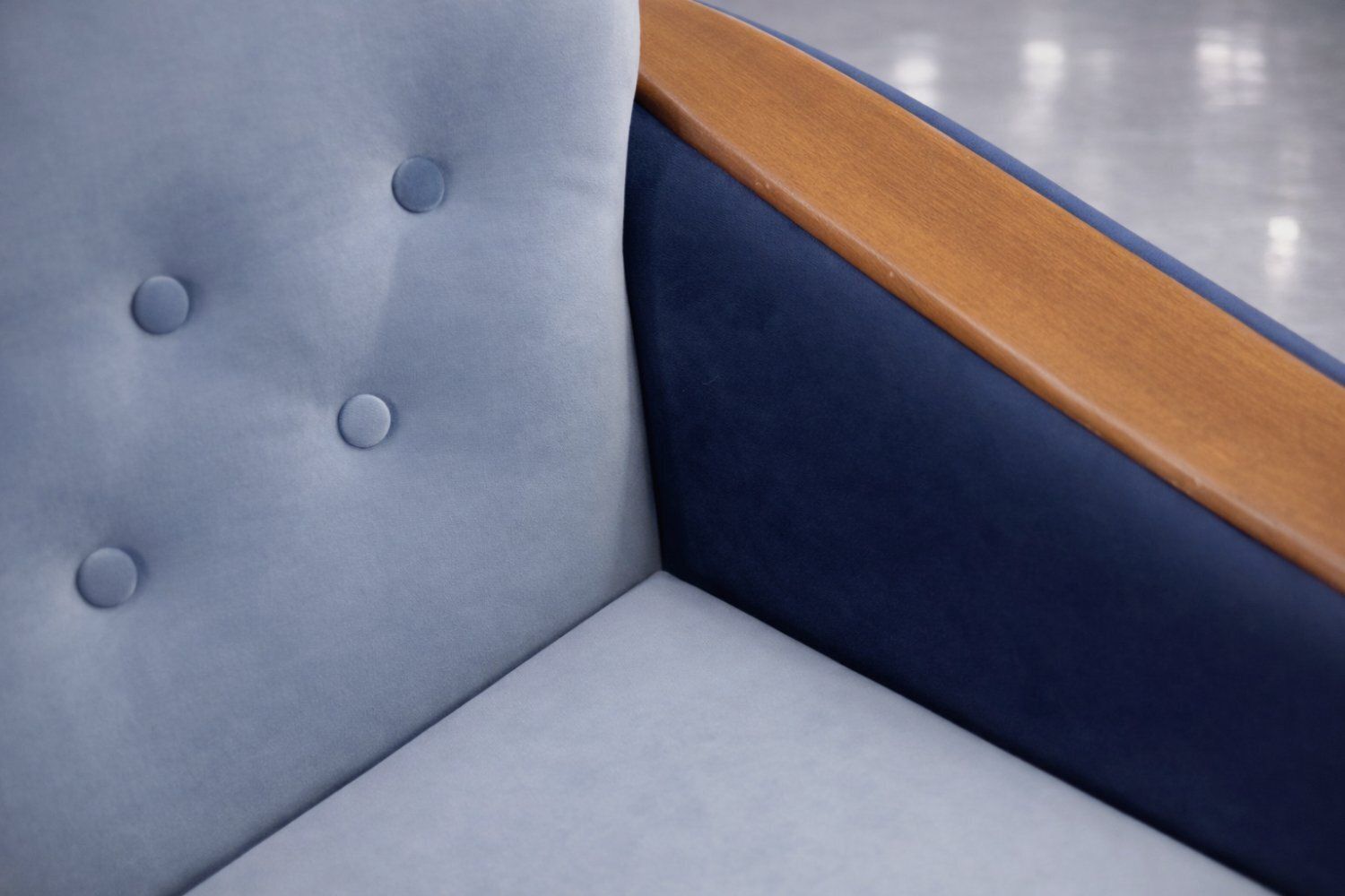 8544.0 Mid Century Scandinavian Modern Blue Velvet Living Room Set From Holm Fabriker Ab, 1960s, Set Of 2 photo