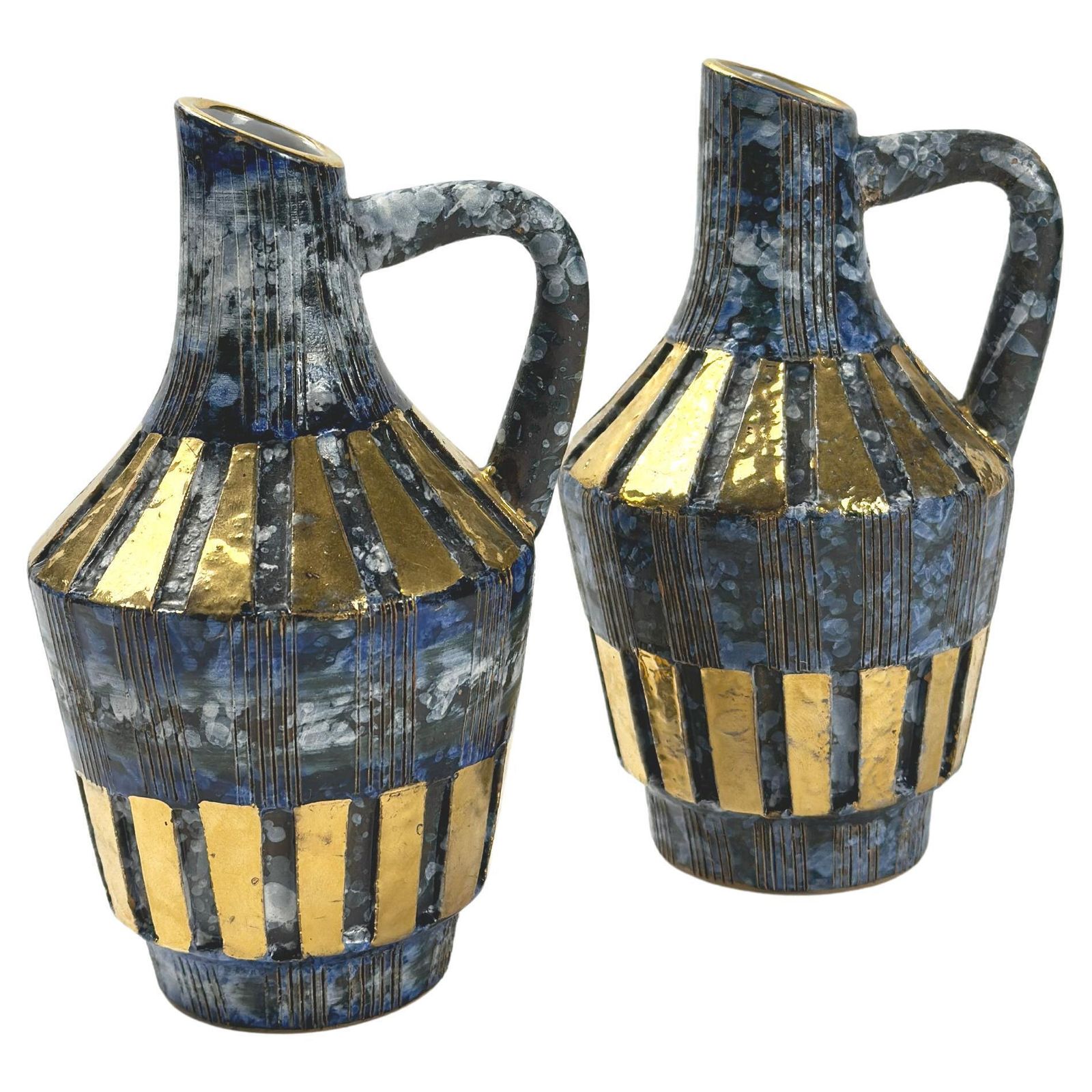 Pair Of 1960s Italian Ceramic Pitcher Vases By Fratelli Fanciullacci
