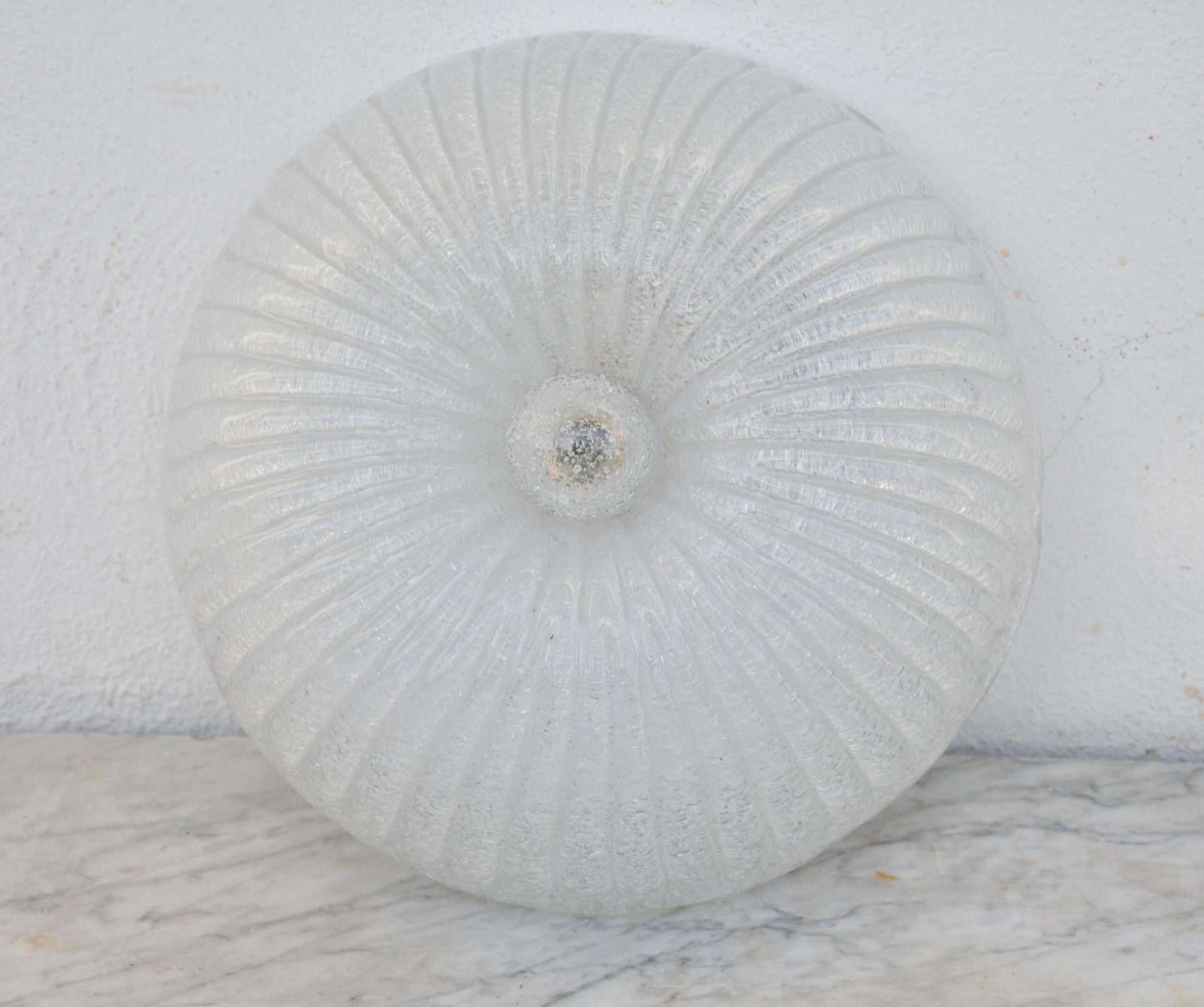 Italian Midcentury Murano Glass Flush Mount Light Barovier Style, 1970s photo vinterior